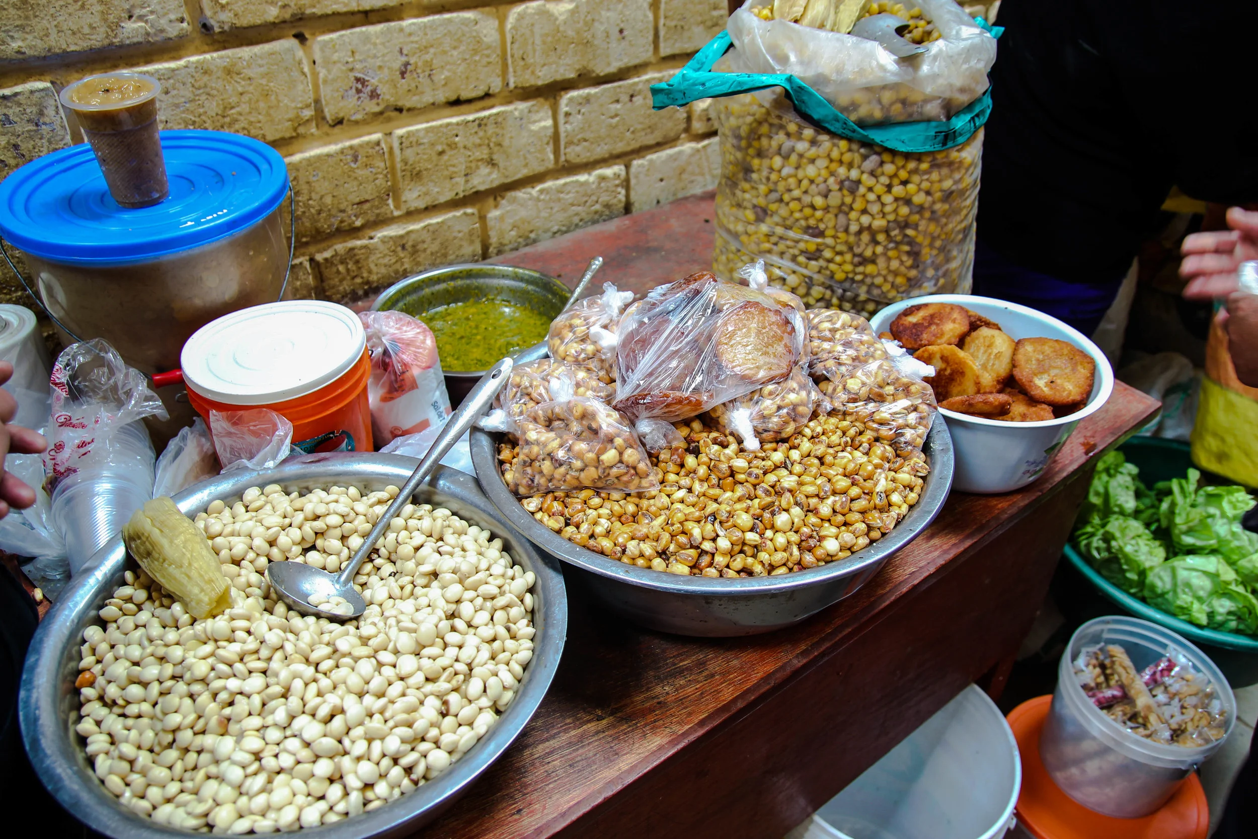 Corn products sale in the market in Chachapoyas.