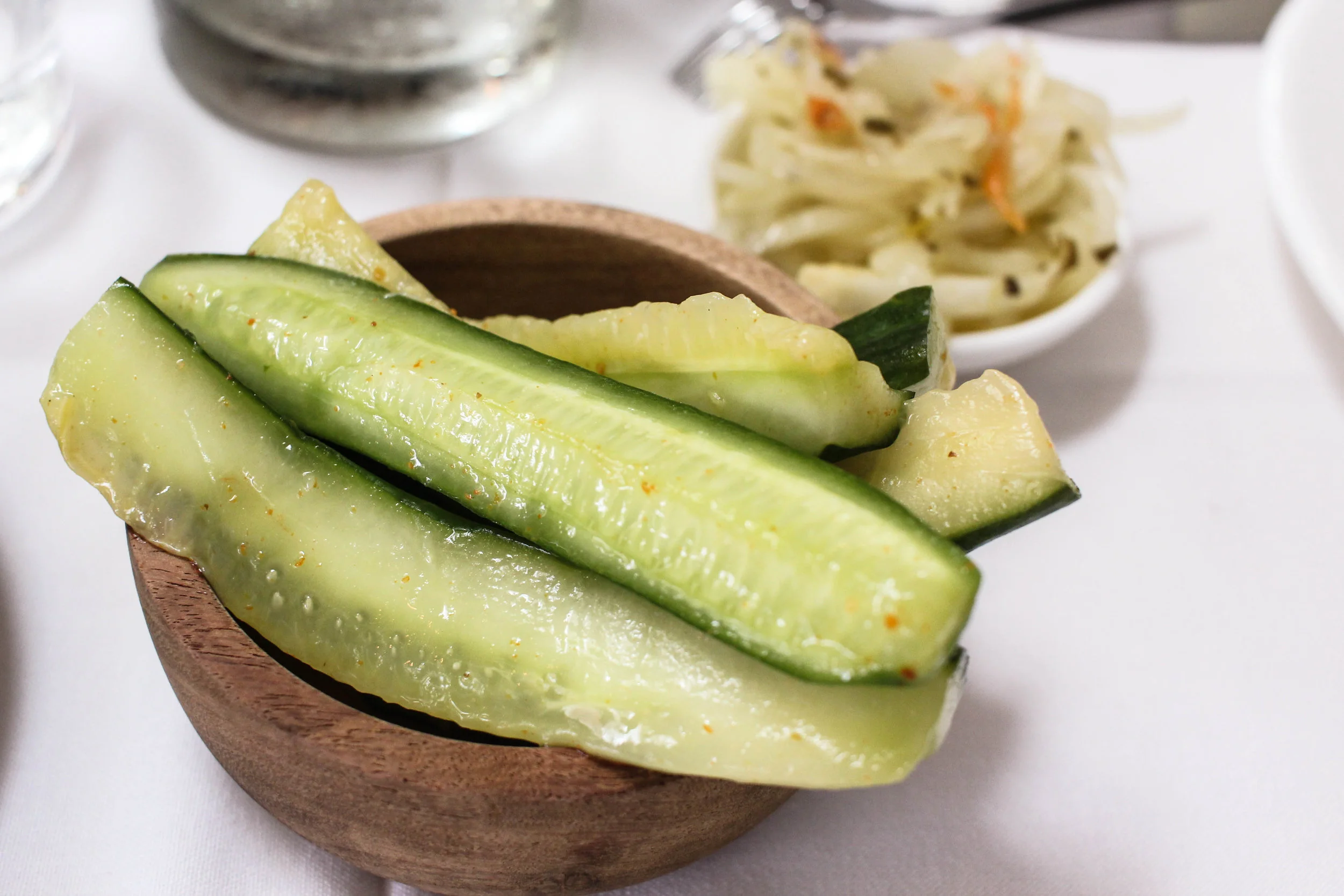 Pickled cucumbers and habanero, onion salsa 