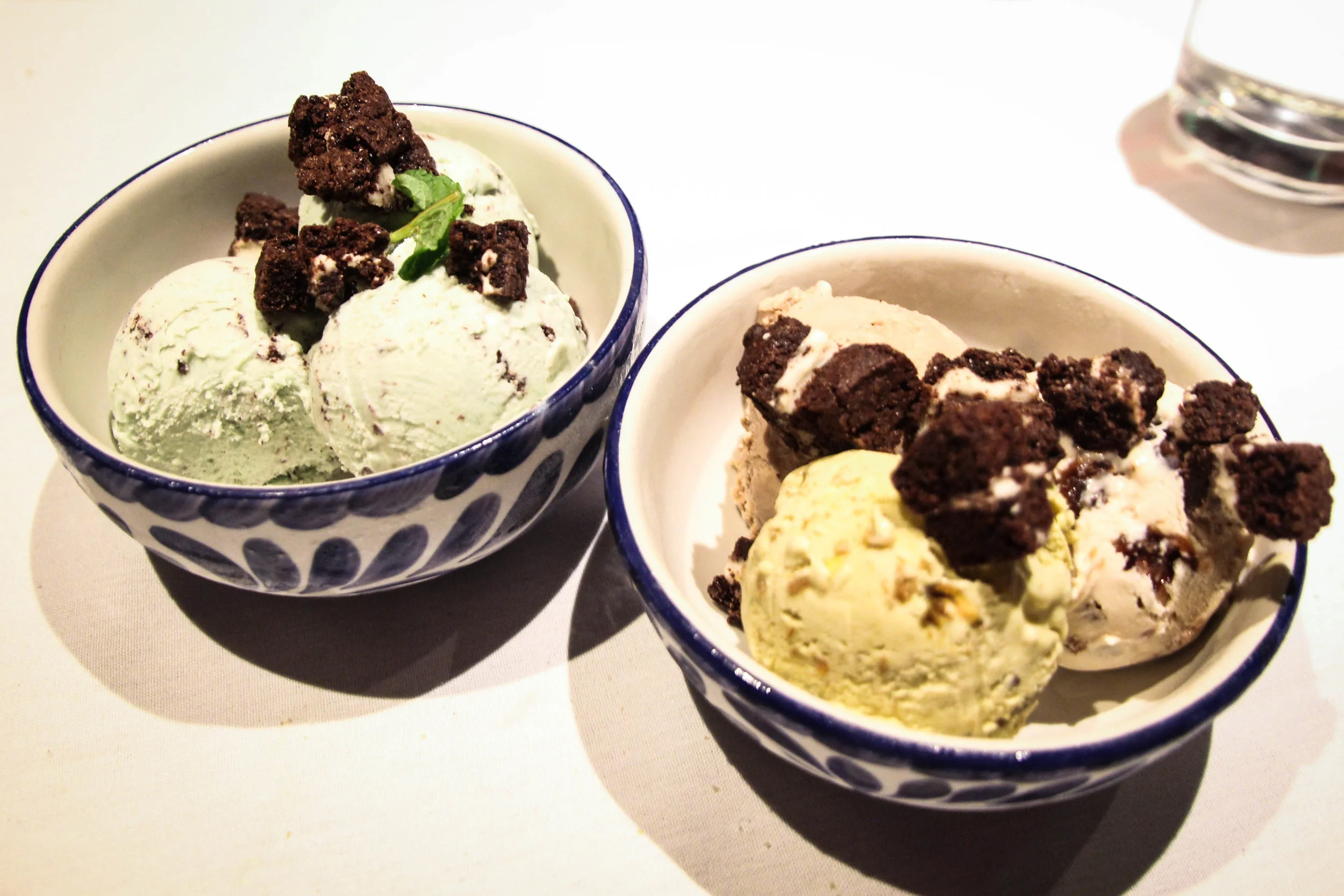 Homemade Mint Chip and Spumoni Ice Cream with Housemade Oreos