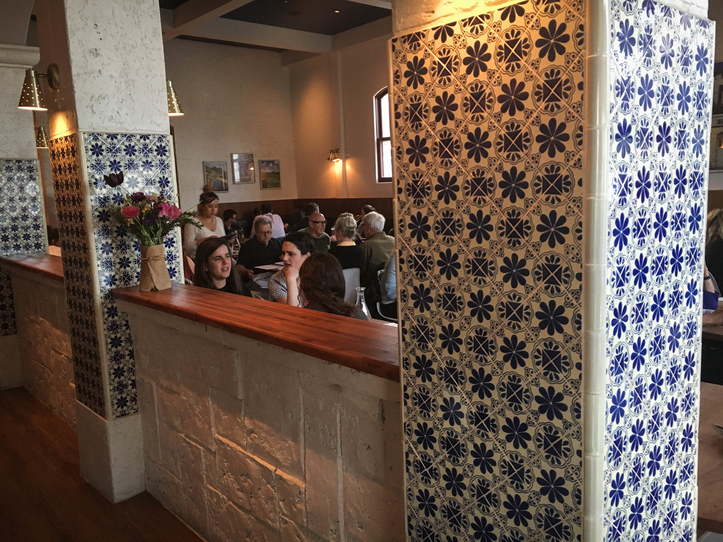 Beautiful tile decor inside of the restaurant