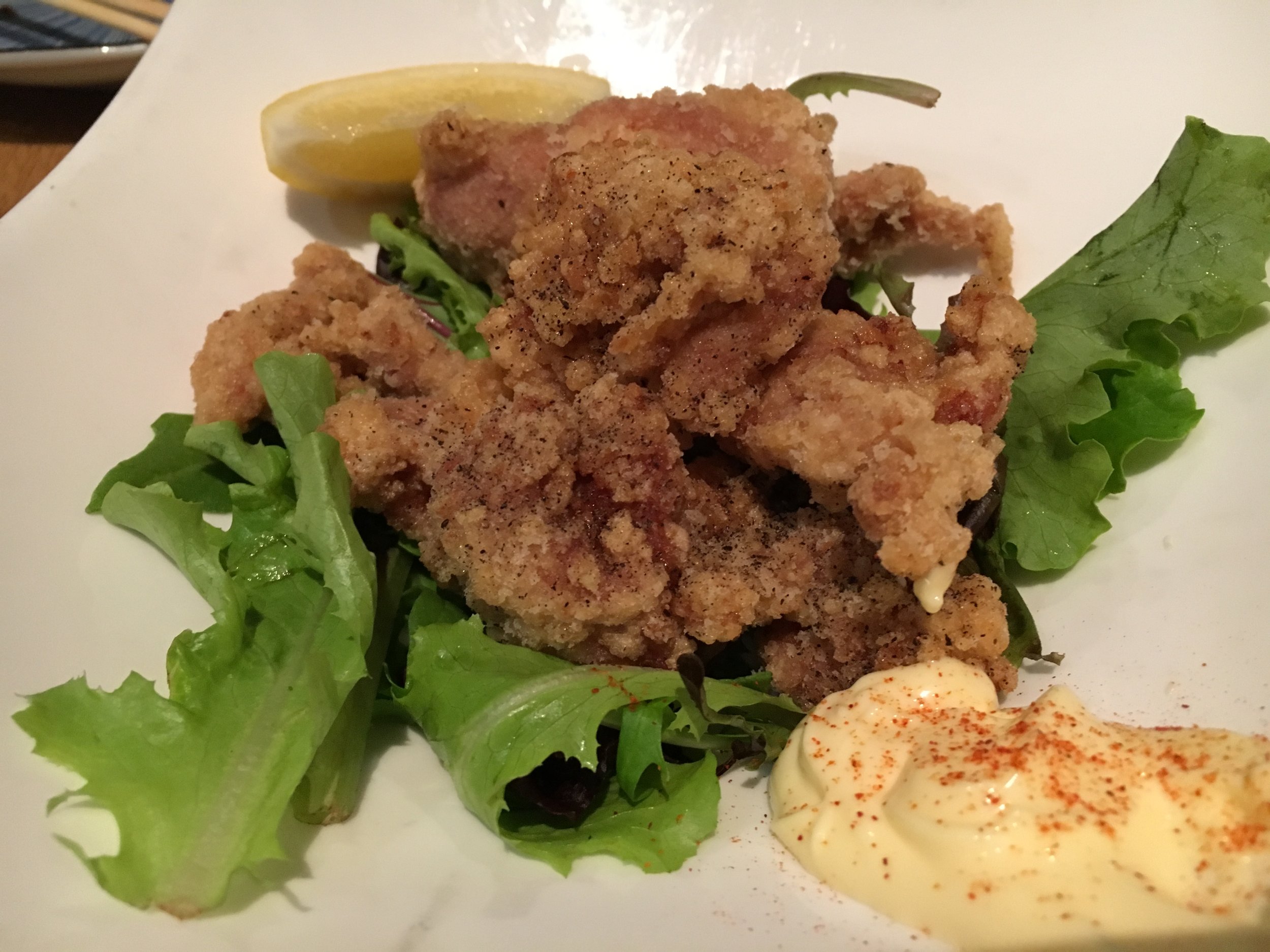 Chicken Tatsuta: marinated Japanese fried chicken with mayo