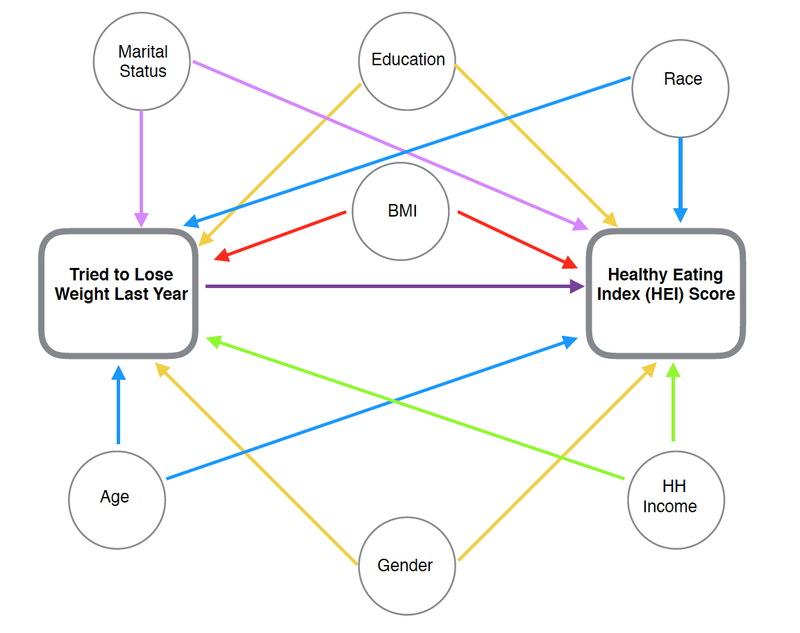 Directed Acyclic Graph (DAG) showing covariates in analysis.