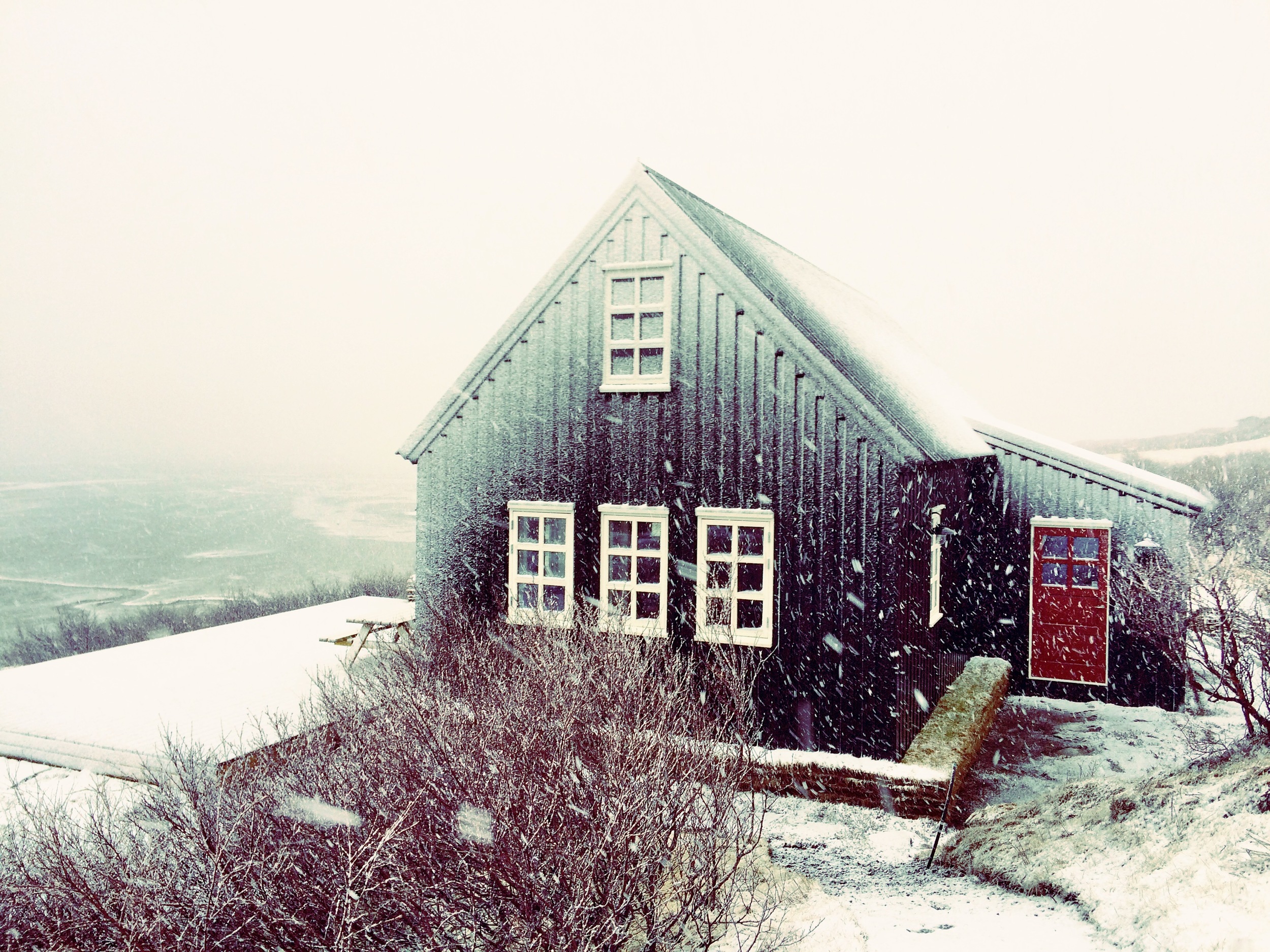 A snow, wind, and hail storm had us hunkering down for the night. Mother Nature reminded me of our utter smallness in the grander scheme of things with sustained gail-force winds up to 80 miles per hour. Luckily we had all the local ingredients for a traditional Icelandic fish soup and lots of booze.