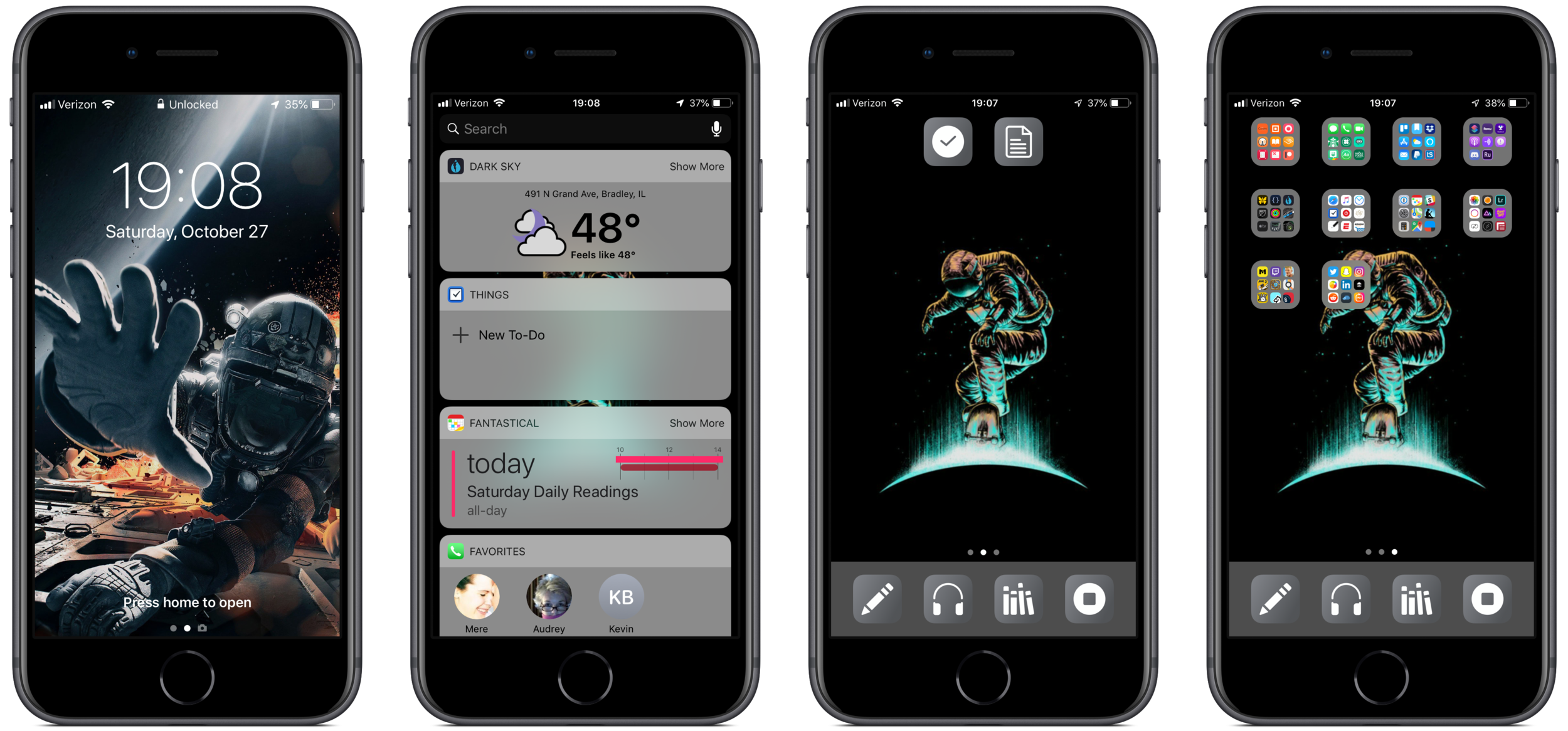 Lock Screen, Widget Screen, Home Screen, Secondary Screen