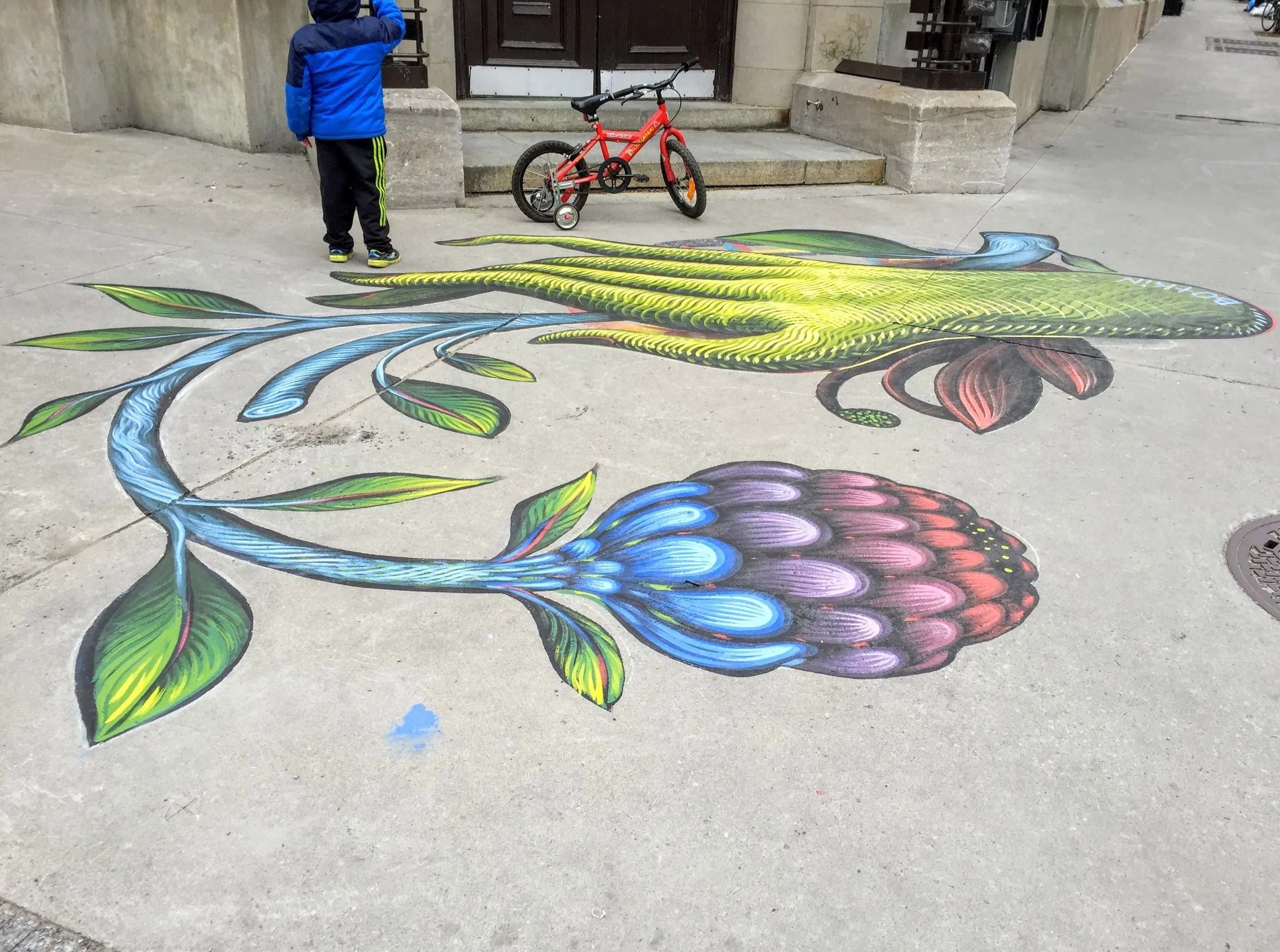 The sidewalk needs some color too!