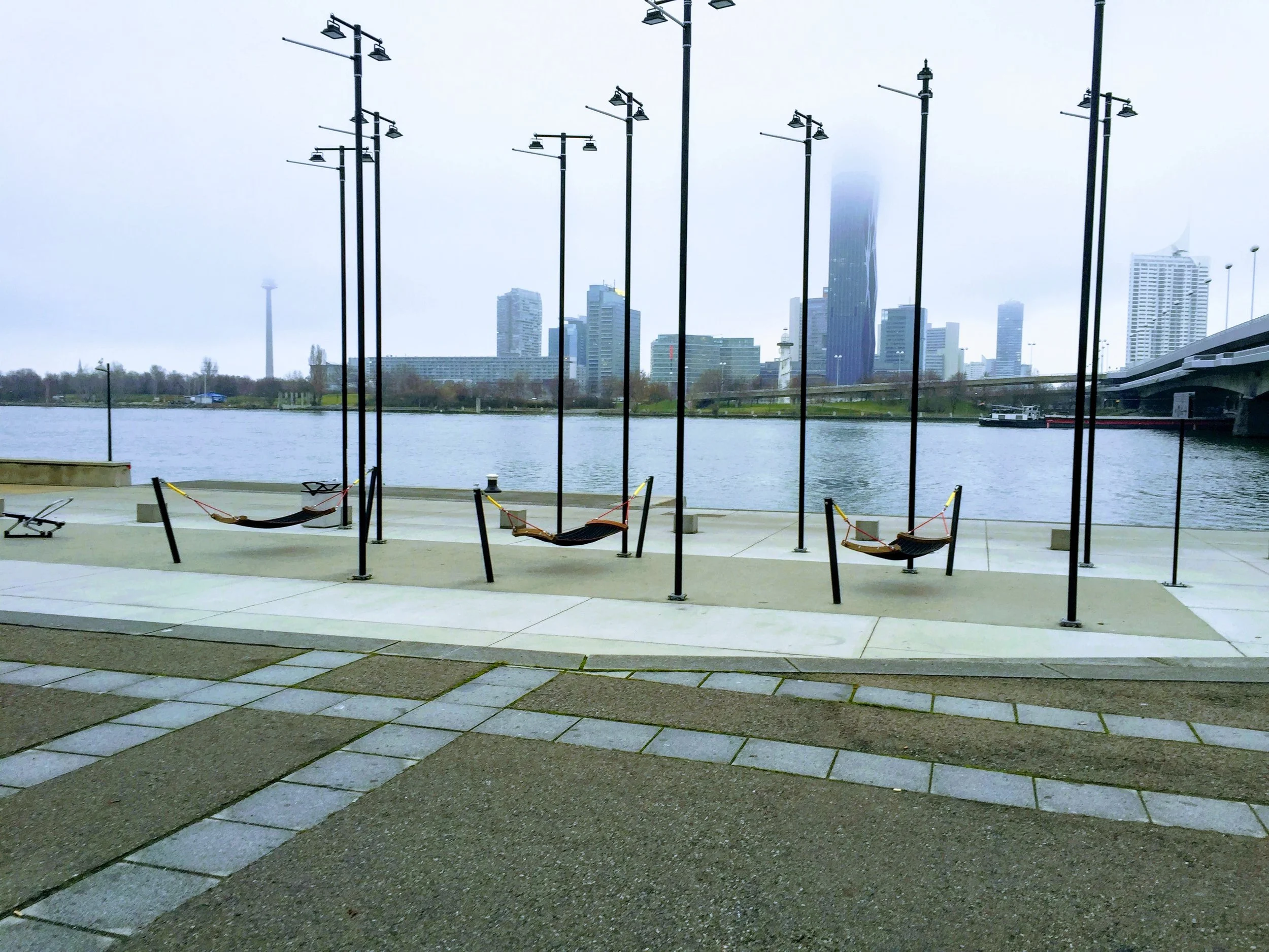 Love seeing these hammocks by the river // Vienna, Austria