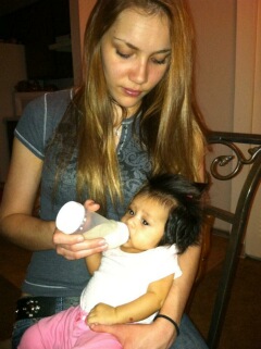 When this picture was taken, Amanda was so happy to be able to meet Lucy for the first time!