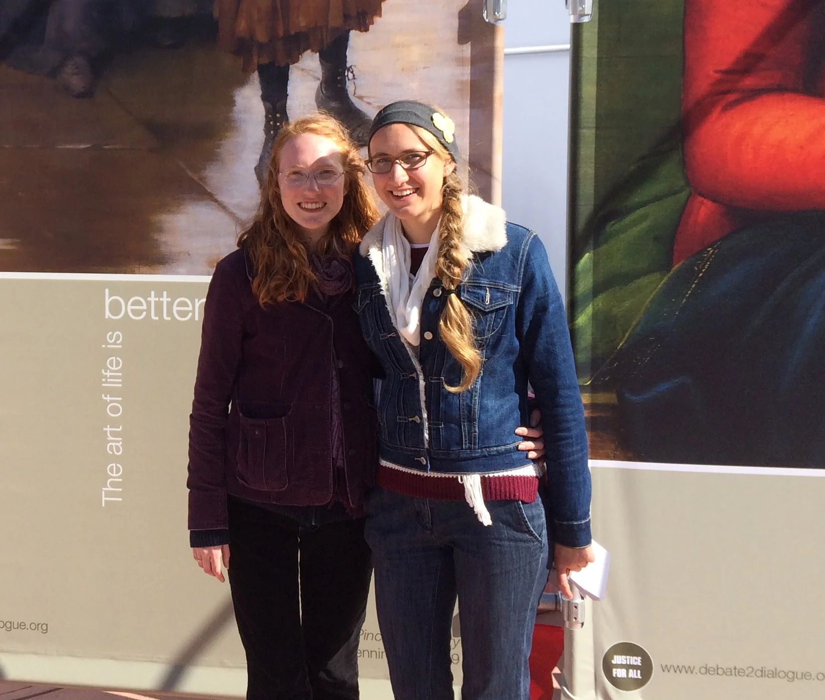 Moriah (right) with her sister, Jordan Newhouse ( JFA intern in 2015-2016 ) at a JFA outreach event at Colorado State University in April 2016.