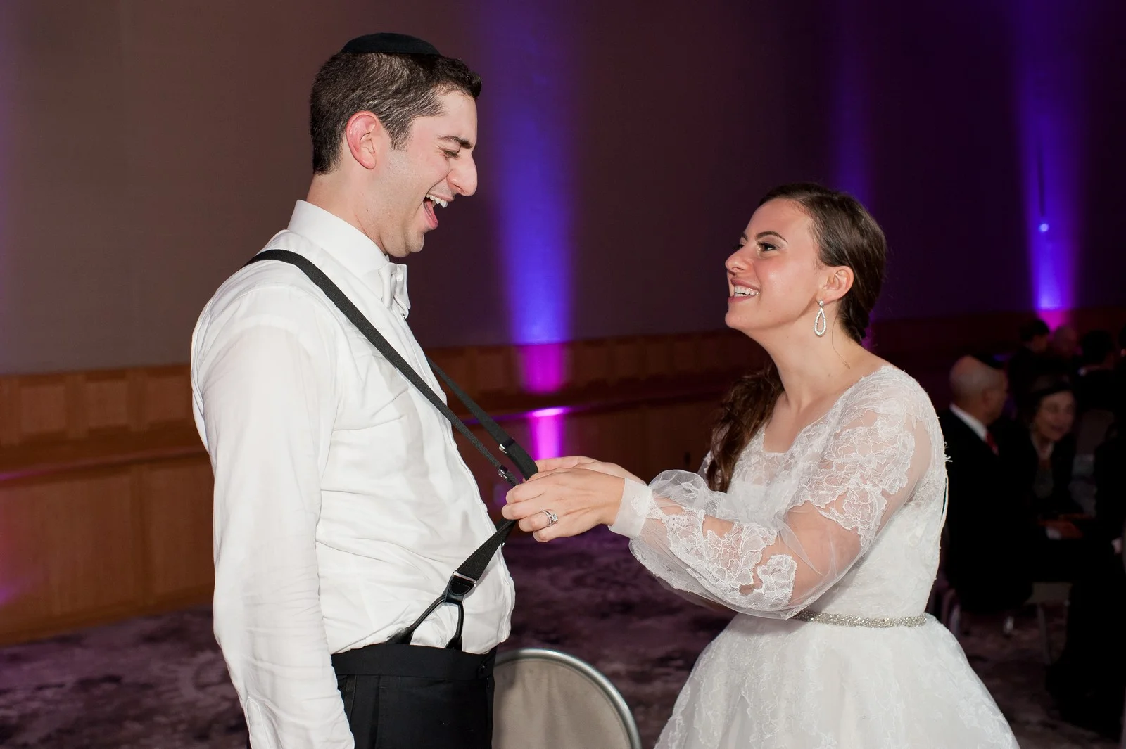 Josh and Michelle’s Modern Jewish Wedding at Congregation Keter Torah, Teaneck, New Jersey Photos by Chaim Schvarcz, Dancing, Bride, Groom