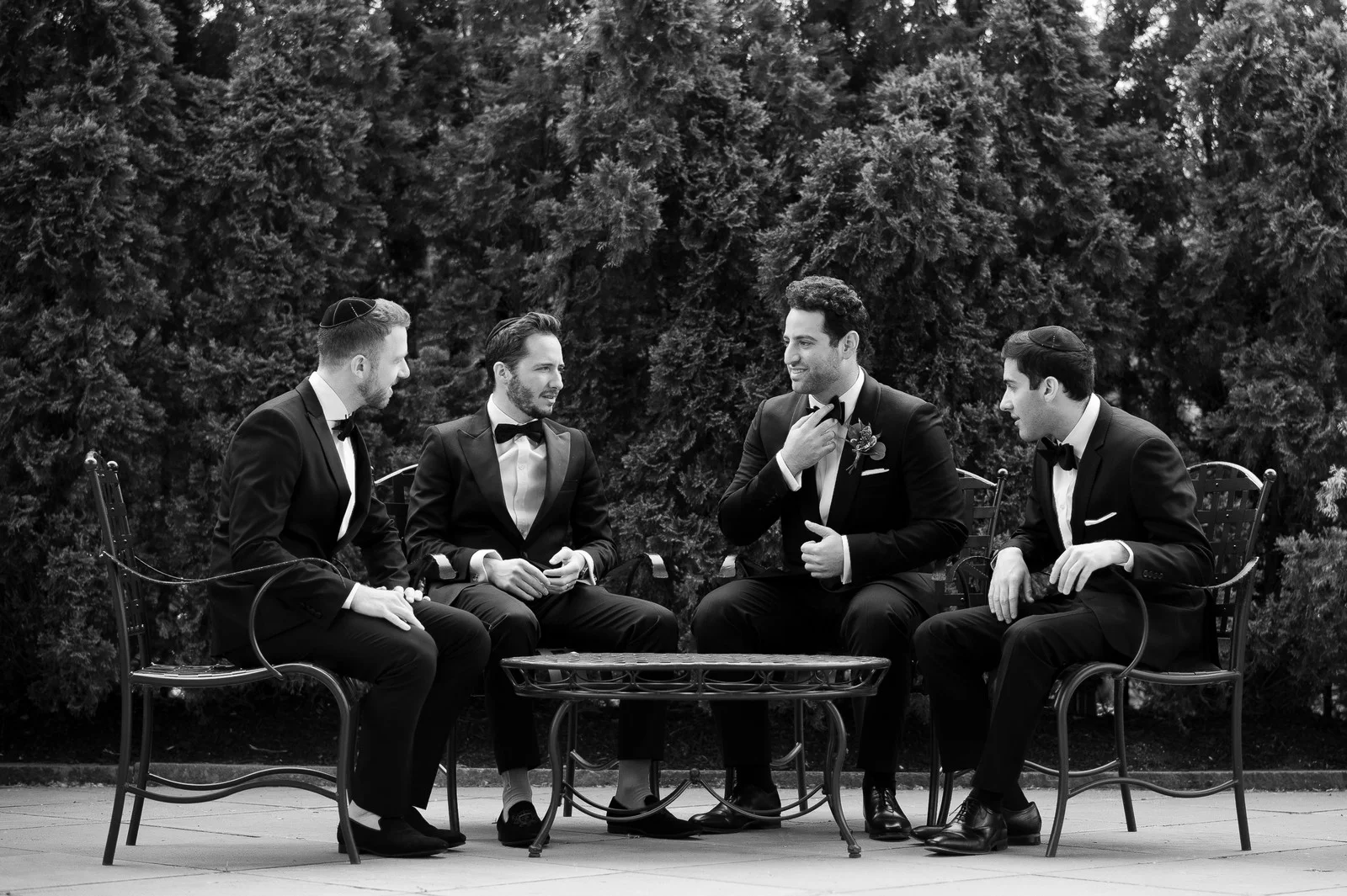Yoey and Aaron's Memorial Day Modern Jewish Wedding at Anthony's Pier 9, New Windsor, NY Photos by Chaim Schvarcz groom groomsmen portraits bowtie