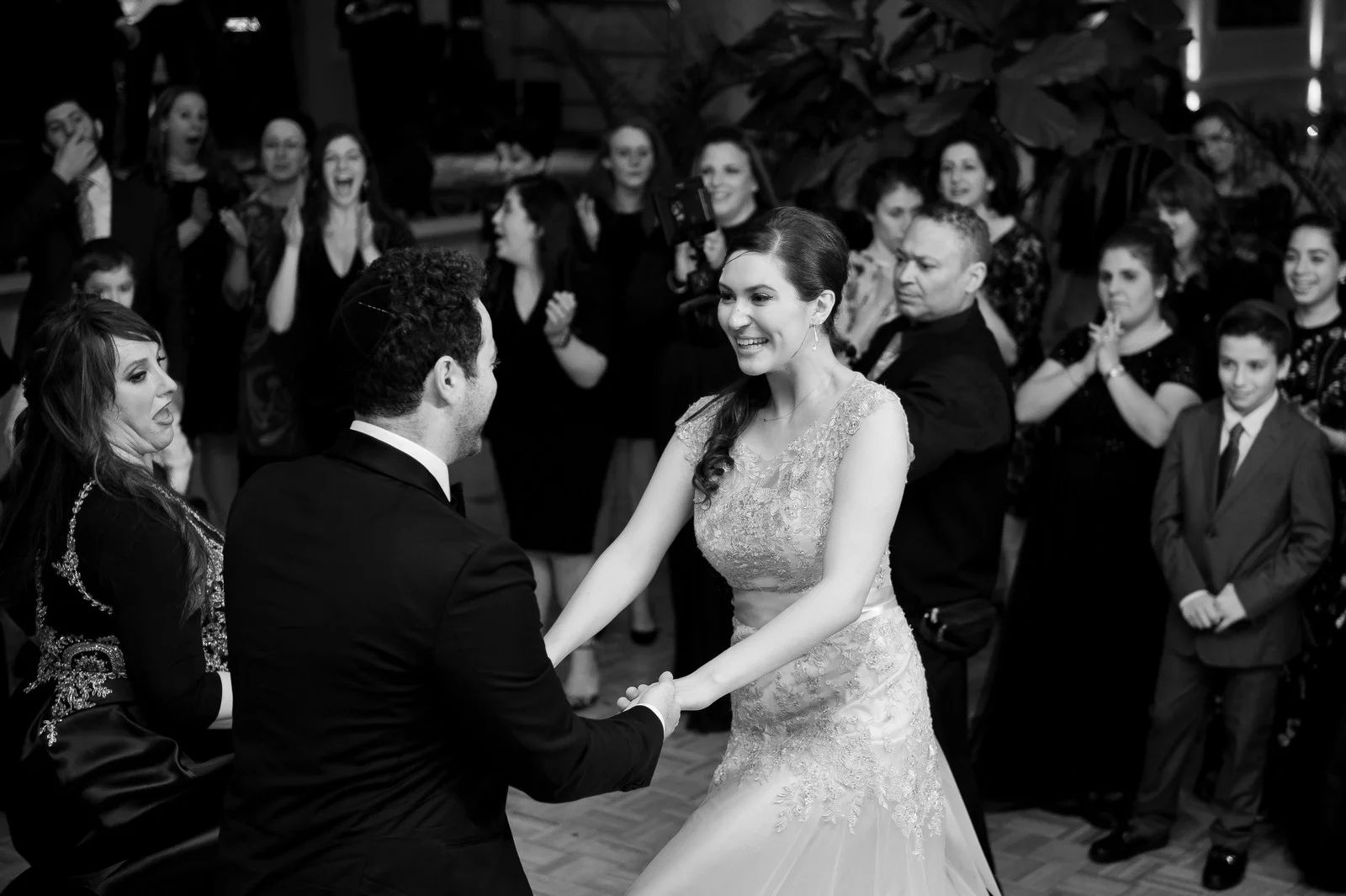 Yoey and Aaron's Memorial Day Modern Jewish Wedding at Anthony's Pier 9, New Windsor, NY Photos by Chaim Schvarcz bride groom dance