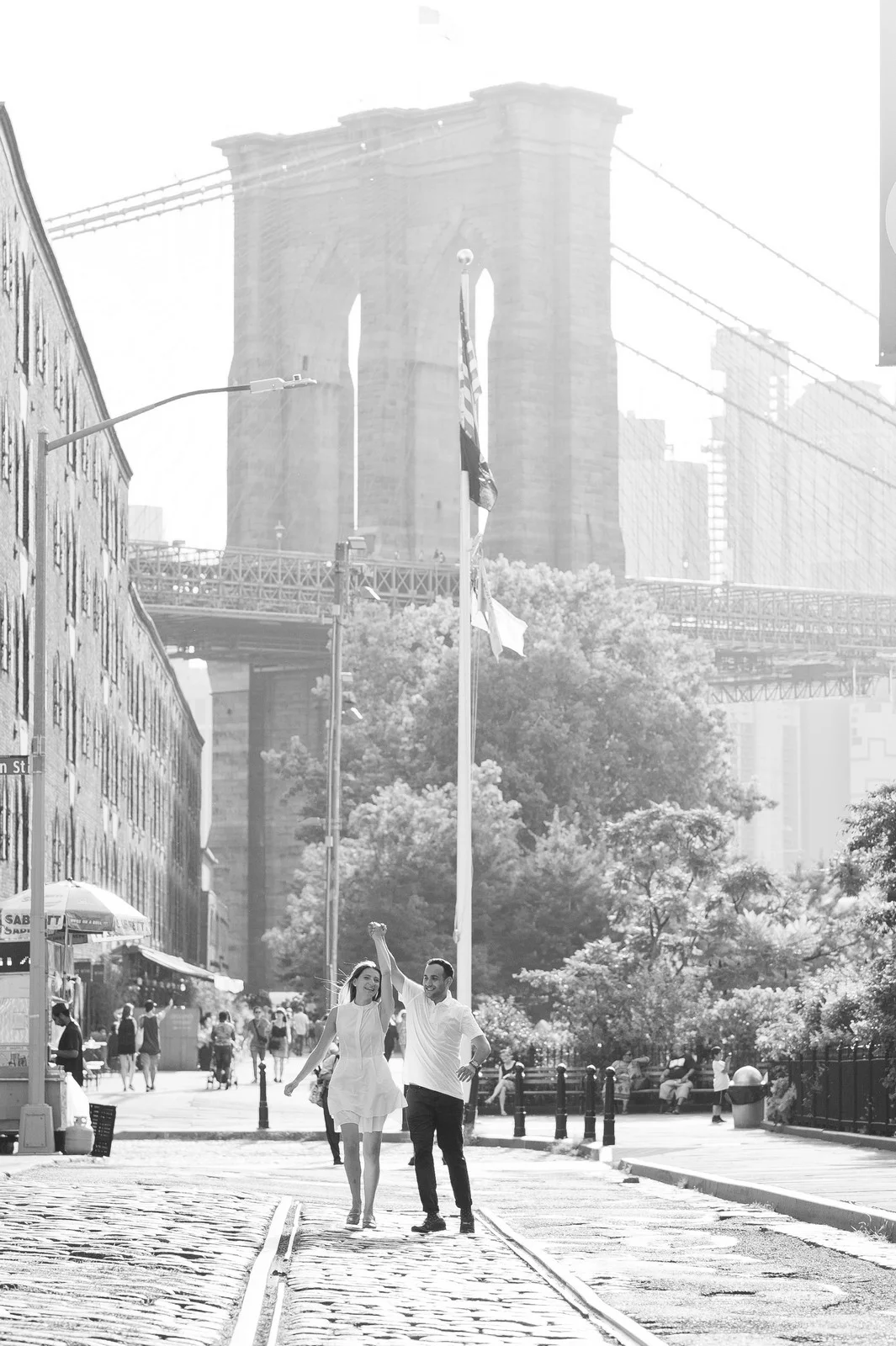 Nina and Gilad's Engagement Session in Dumbo, Brooklyn, New York, Photos by Chaim Schvarcz