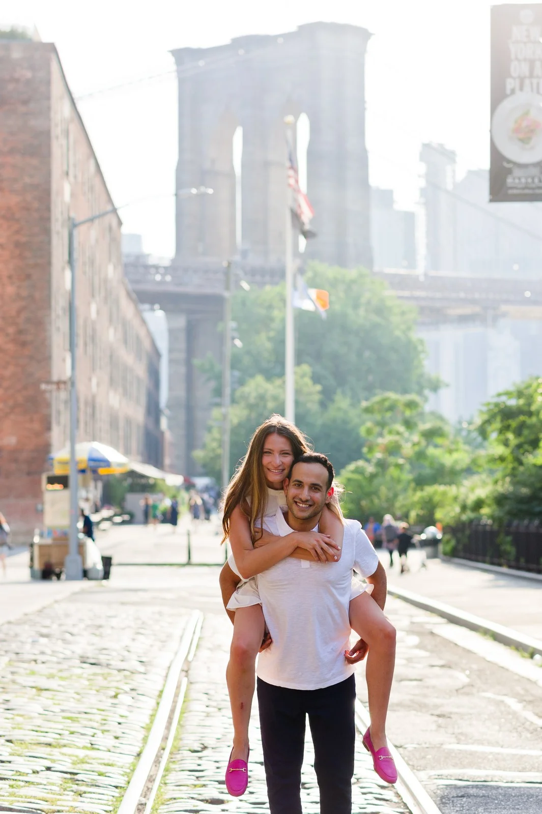 Nina and Gilad's Engagement Session in Dumbo, Brooklyn, New York, Photos by Chaim Schvarcz
