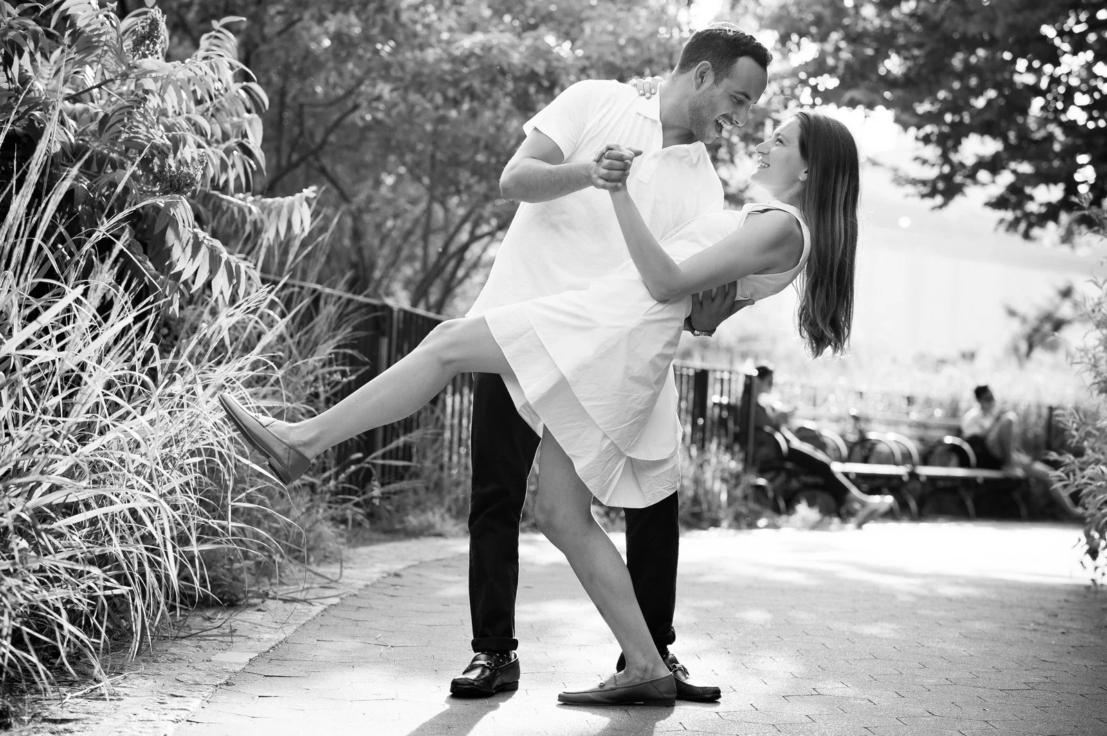 Nina and Gilad's Engagement Session in Dumbo, Brooklyn, New York, Photos by Chaim Schvarcz