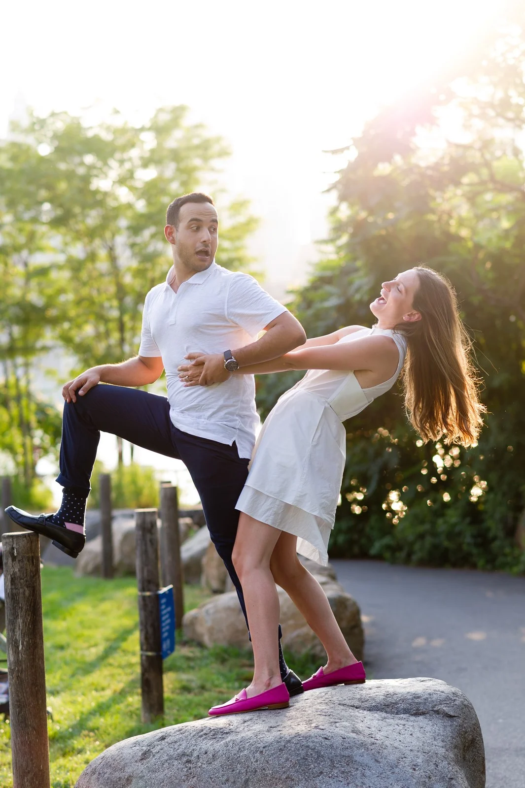 Nina and Gilad's Engagement Session in Dumbo, Brooklyn, New York, Photos by Chaim Schvarcz