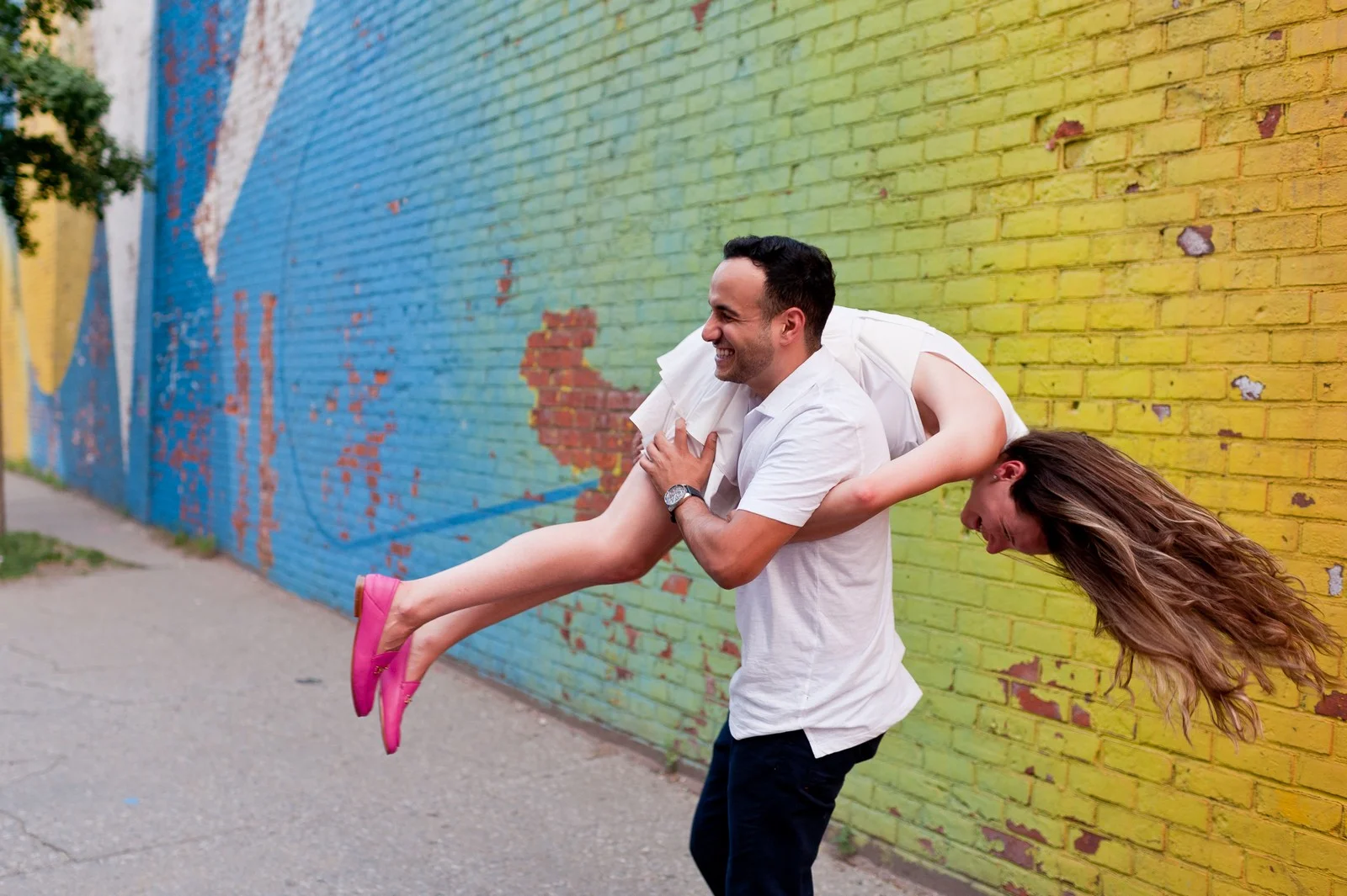 Nina and Gilad's Engagement Session in Dumbo, Brooklyn, New York, Photos by Chaim Schvarcz