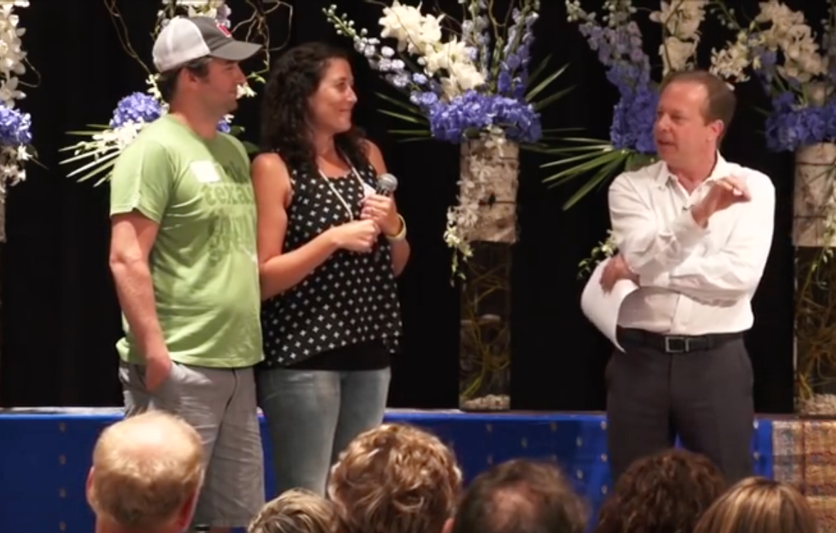 Brian and I onstage sharing our story at the Denver Advanced Meditation Workshop.