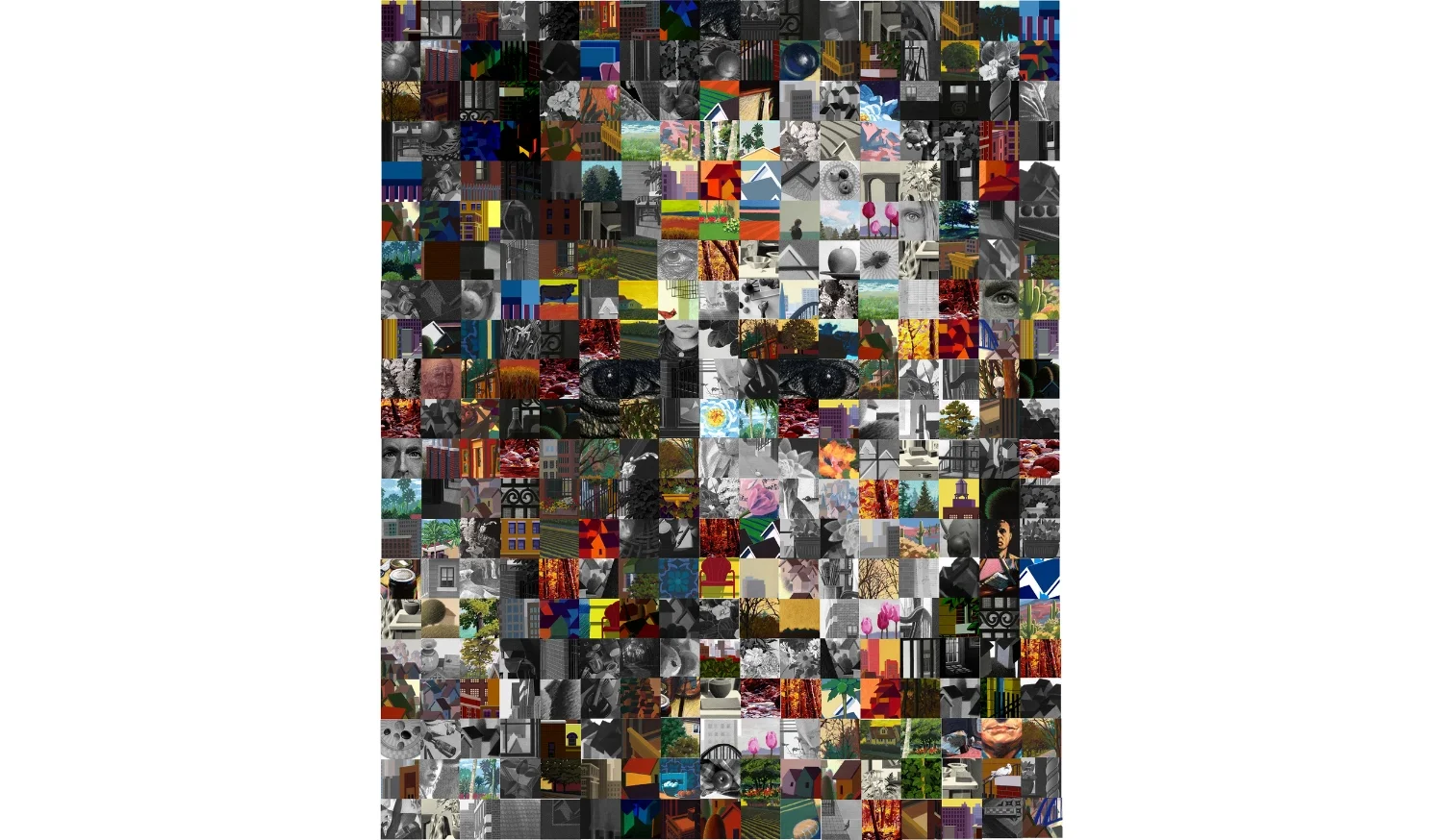 Portrait in Art', Detail, 340 details of 80 artworks, 76" by 63",