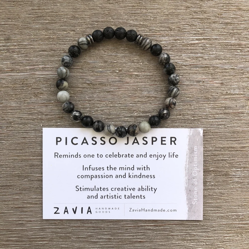 6mm Picasso Jasper Bracelet — ZAVIA
