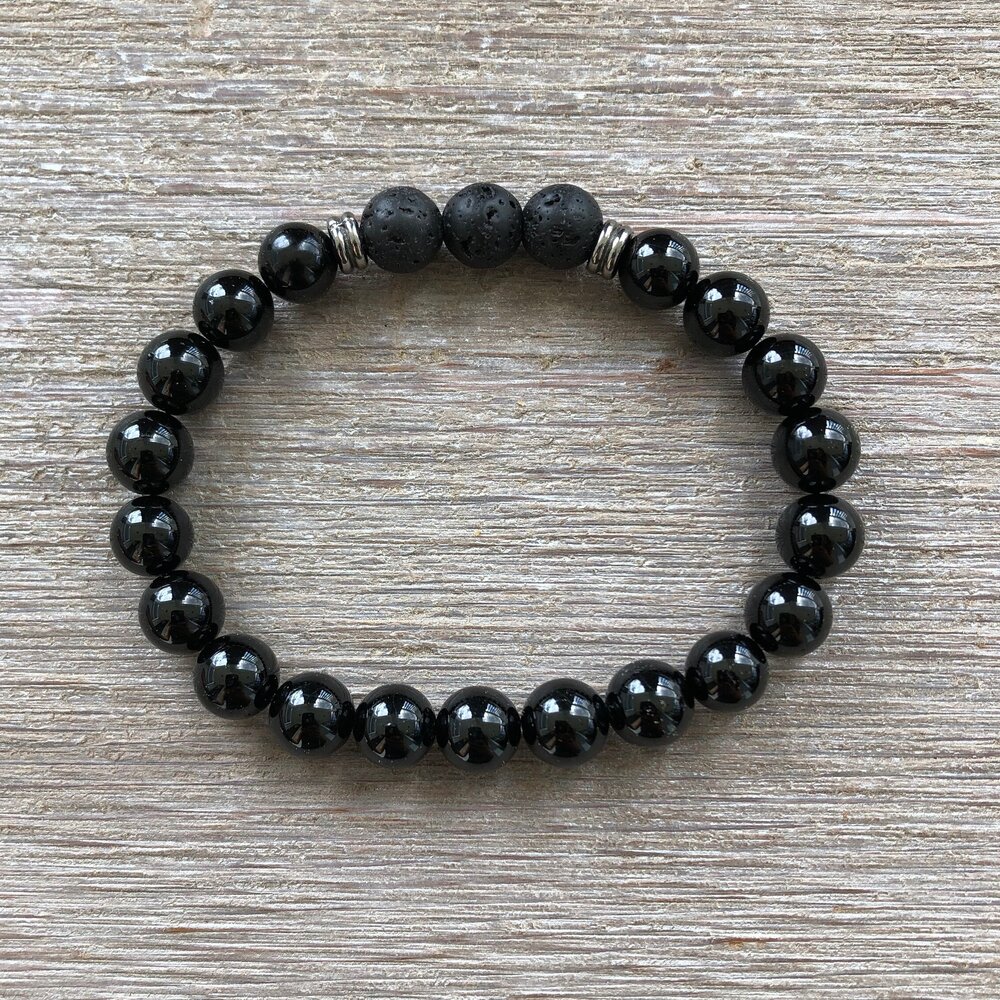 Natural Black Lava Rock Beads-Medium