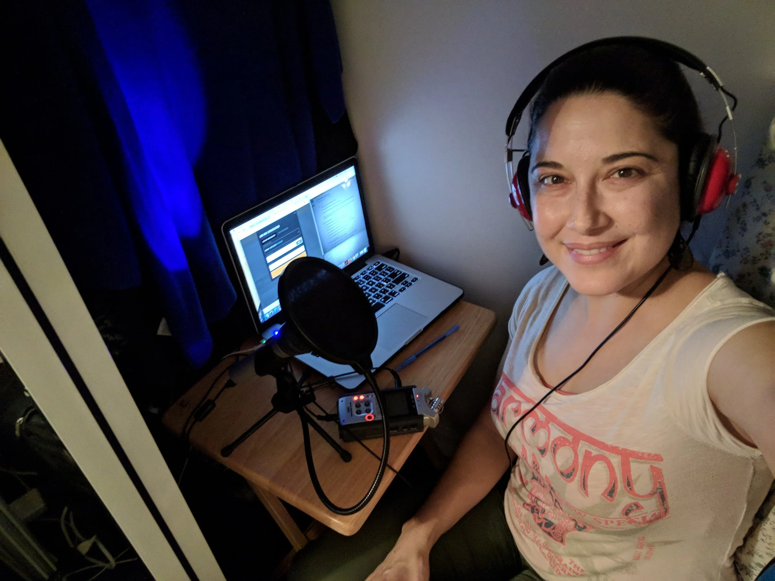Recording the first PSC Mami interviews in a closet at my parent's house.