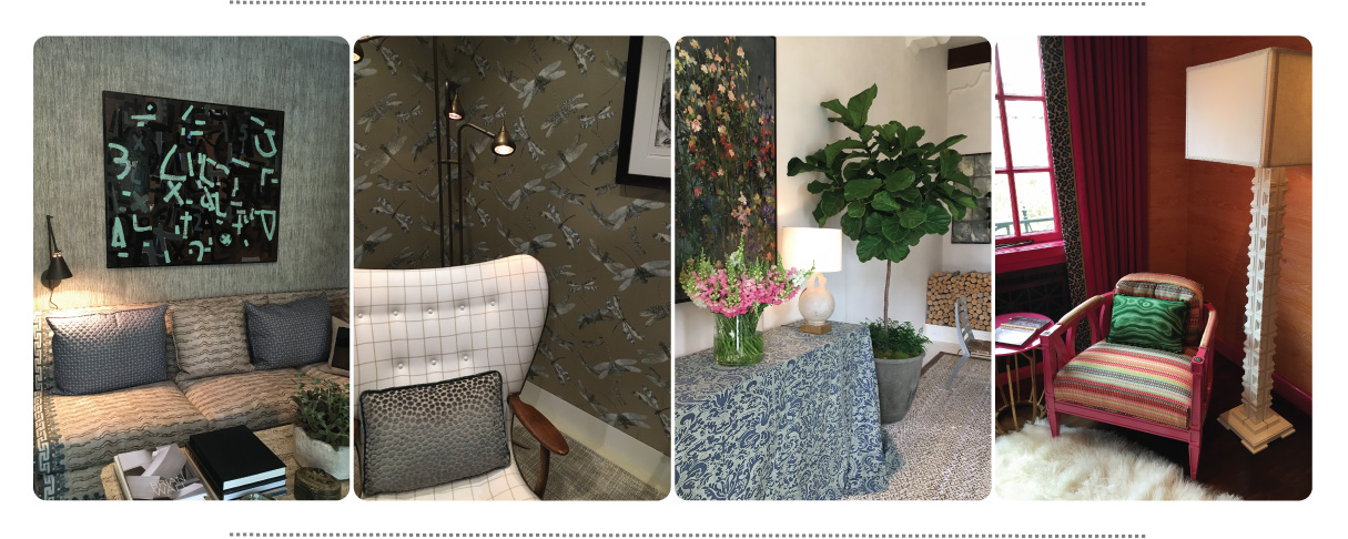 From left to right | Main floor study designed by Stephan Jones | Walk in closet designed by Nanette Gordon | Garden room designed by Heather Hilliard | Front bedroom designed by Ann Lowengart 
