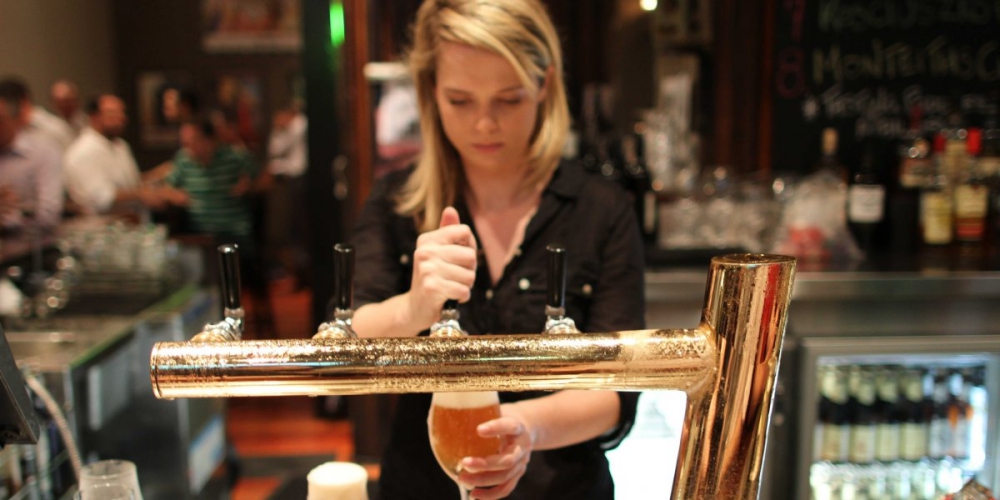 The head-to-beer ratio on this pour is directly proportional to your ability to not be a douche.