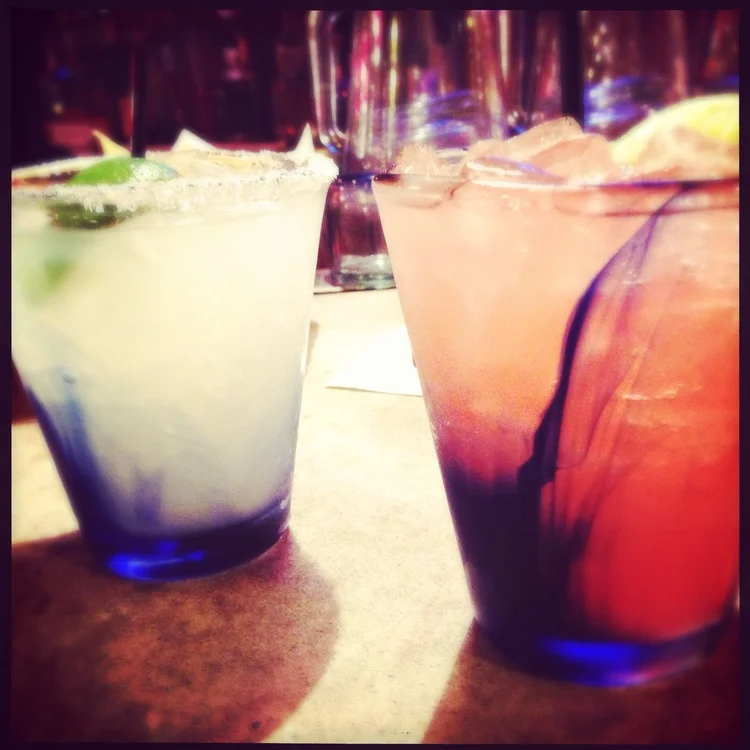 A standard margarita and its cosmo-rita counterpart.