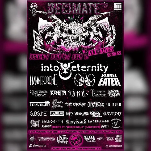 We are beyond excited to be participating in this year&rsquo;s Decimate Metal Fest in Calgary! @decimate_mf #centuriesofdecay #canadianmetal #torontometal #calgarymetal #deathmetal #progmetal #melodicdeathmetal #heavymetal