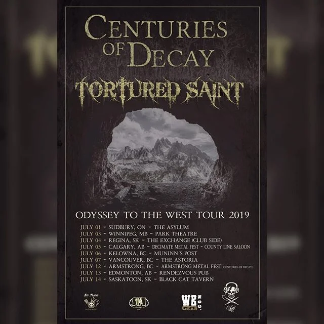 We are incredibly excited to announce our very first West Coast Canadian Tour, including not one, but two amazing Metal festivals! Joining us on our cross-country trek are London's @torturedsaint !
ODYSSEY TO THE WEST TOUR 2019

July 1st - Sudbury, O