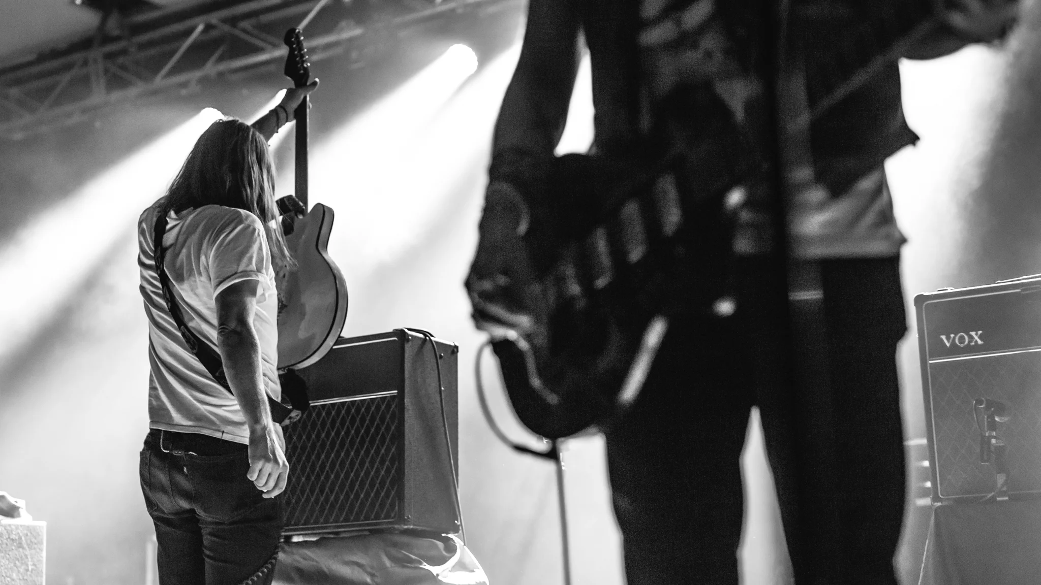 Courtney Taylor-Taylor playing up to his amp.