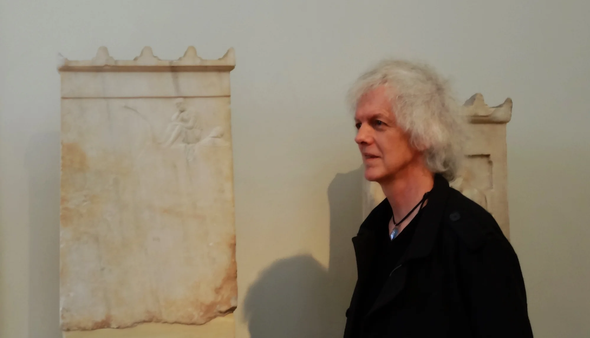 With the Stele of Demokleides, inspiration for Stele, Archeological Museum of Athens, 2013