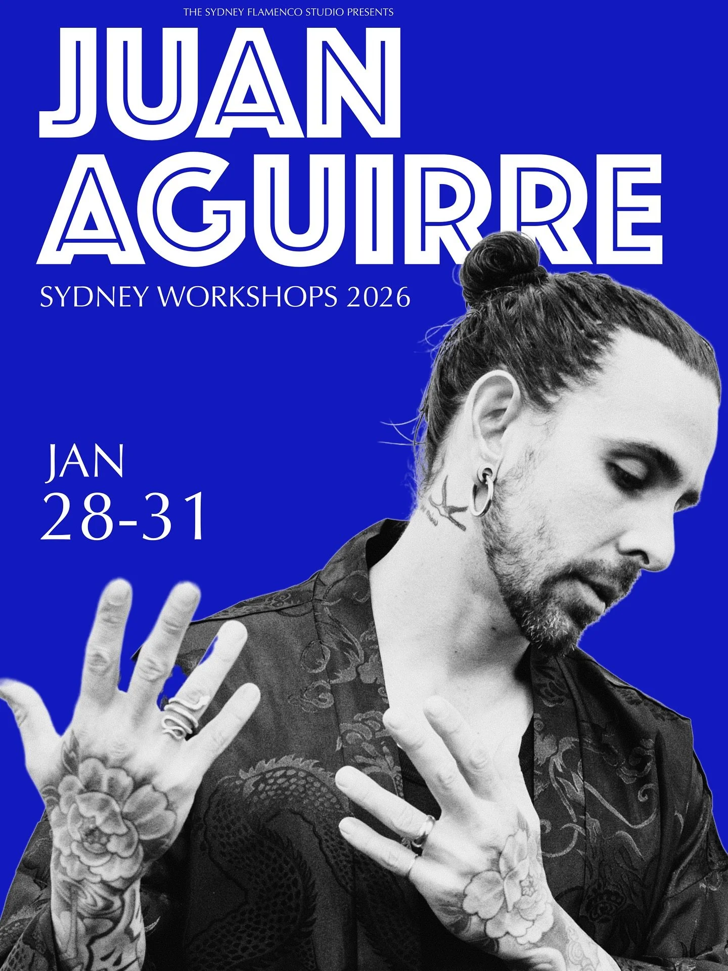 JUAN AGUIRRE&rsquo;S WORKSHOPS 2026 / JAN 28-31 / ALL LEVELS
We&rsquo;re thrilled to announce that our international guest dancer, Juan Aguirre, is returning to The Sydney Flamenco Studio early next year! He&rsquo;ll be giving workshops for all skill