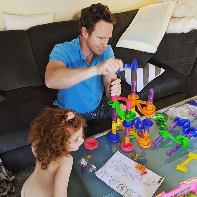 That engineering degree has really paid off today!! #thanksdaddy #engineer #noteasytoputtogether #marbles #puzzle #easytoassemblemybutt #fatherdaughter #dads #toddlerlife #toys