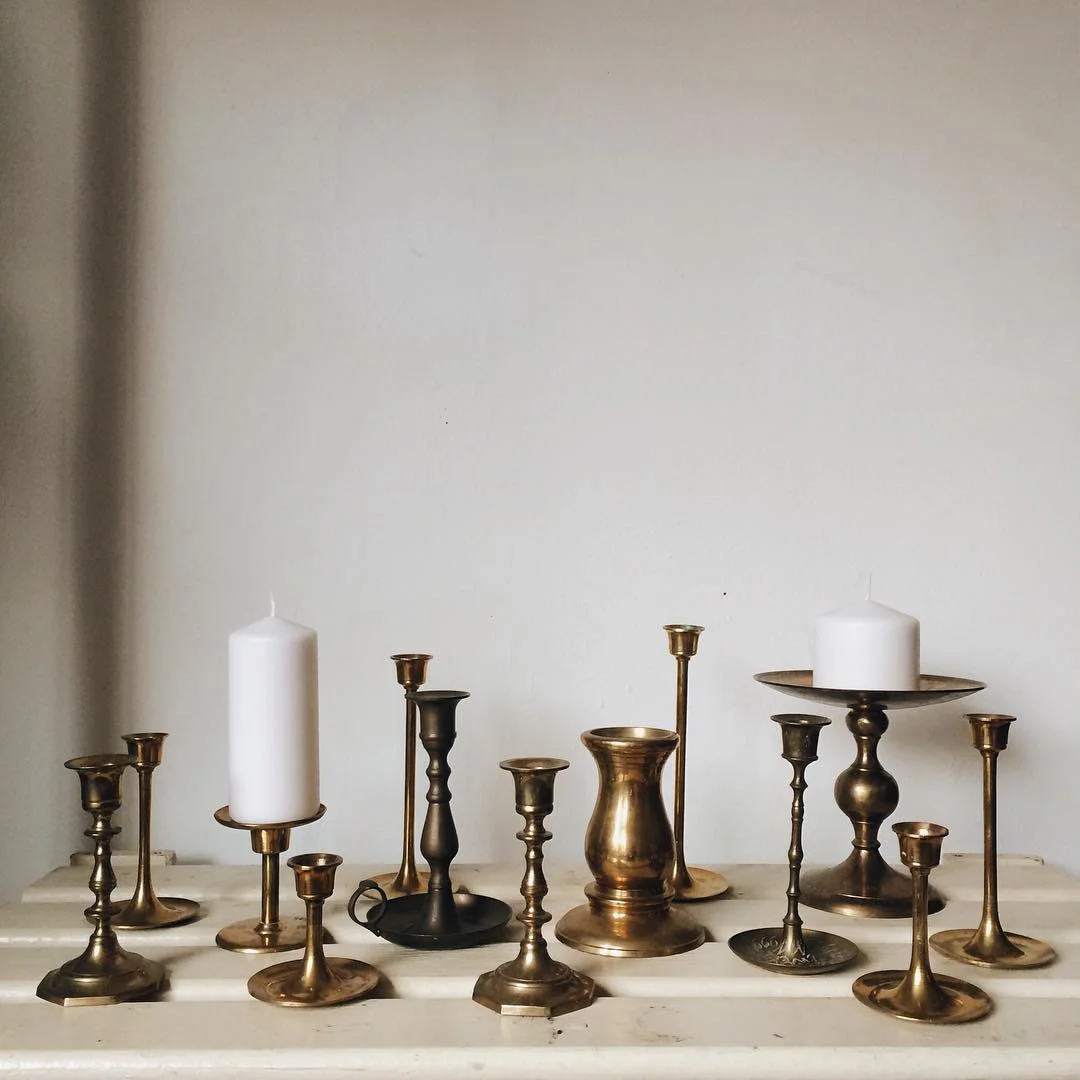 Brass candleholders (13) - various sizes
