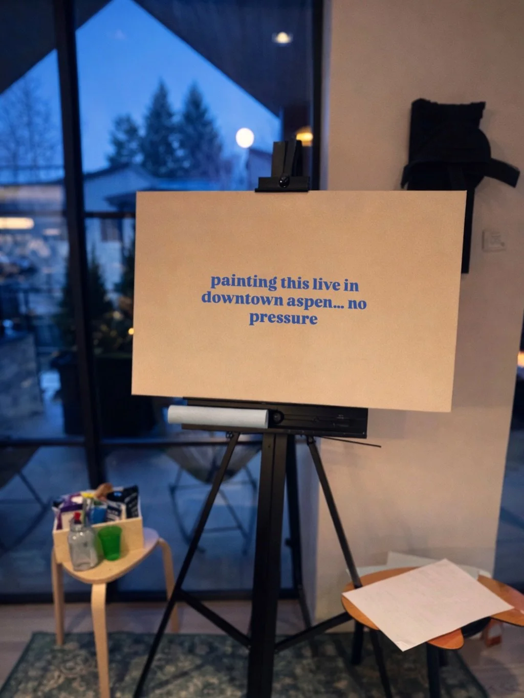 painted this live during dinner and can say i was pretty happy! the painting is looking off aspen highlands toward the bowl and backcountry with pyramid peak and the bells peeping in 

i will add some touch ups back in the studio with fresh eyes

tha