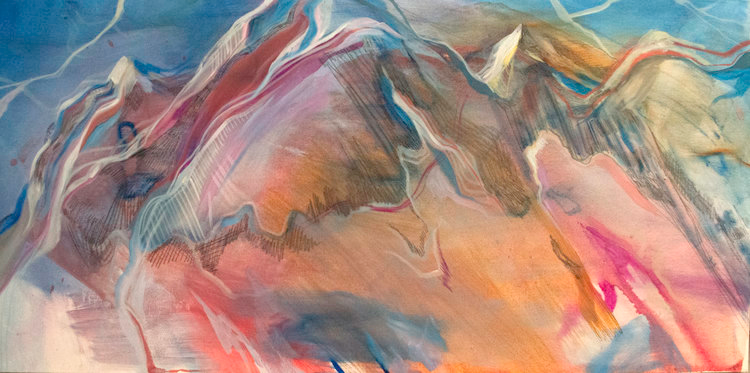 Snowmass 

Oil, Acrylic, and Pencil on Canvas, 24” x 48”, 2016
 Sold
