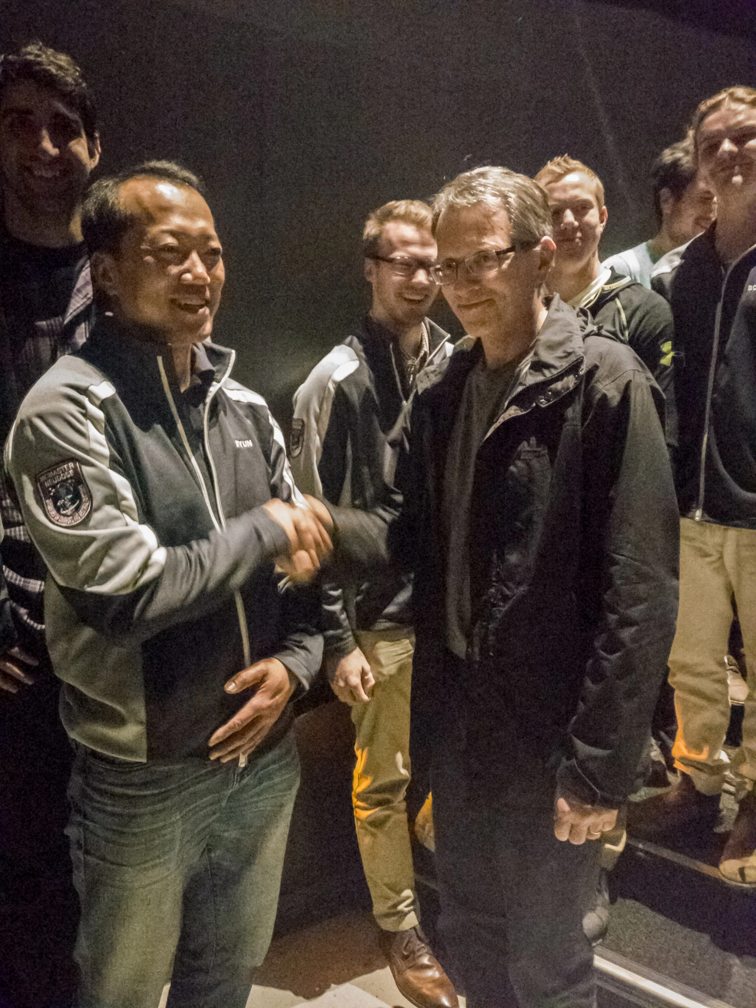 Dr. Soo Hyun Byun, one of our investigators, thanking Dean of Science Dr. Bruce Milliken for attending the event.