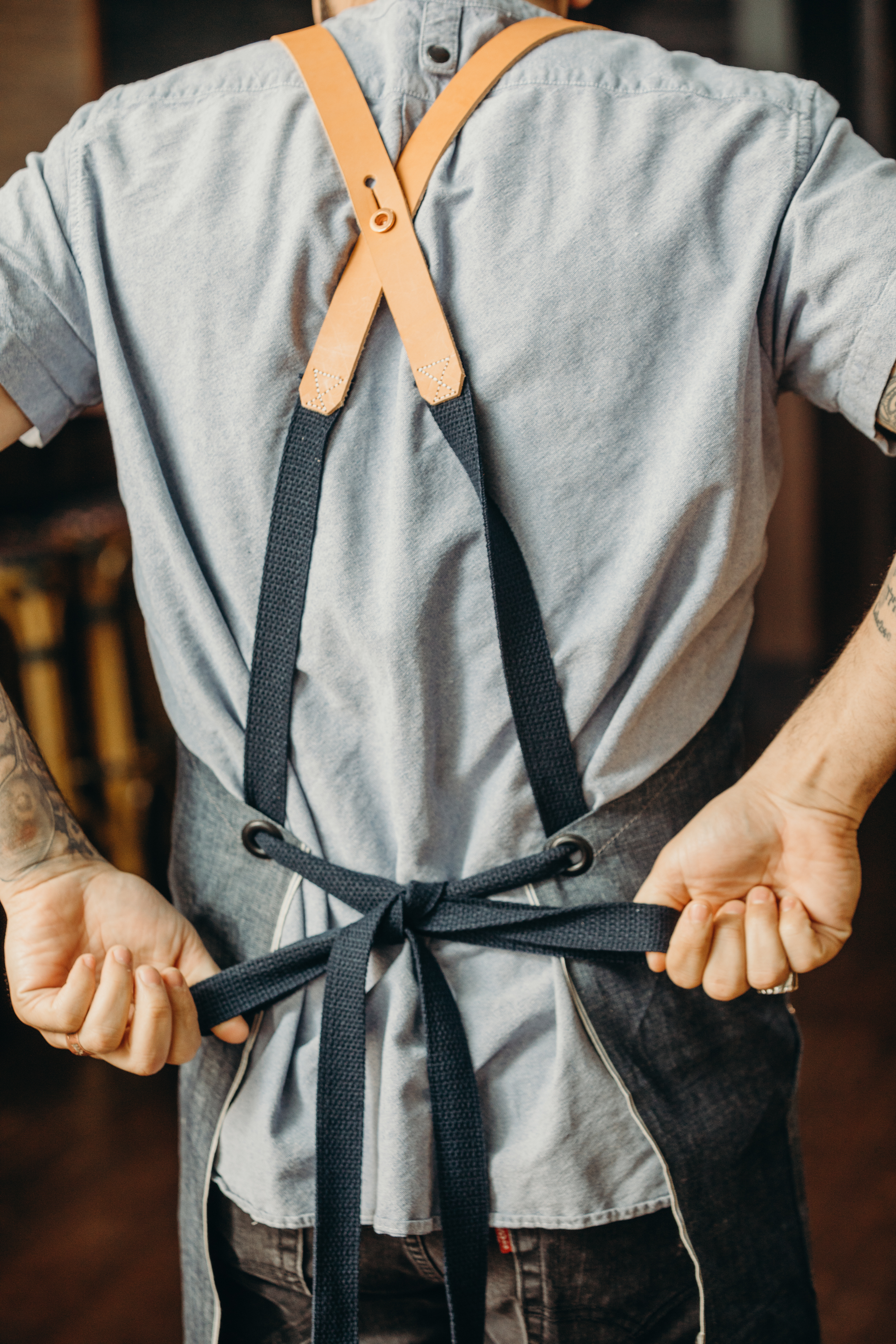 Stag Lee Apron // Chambray — Stagger Lee Goods