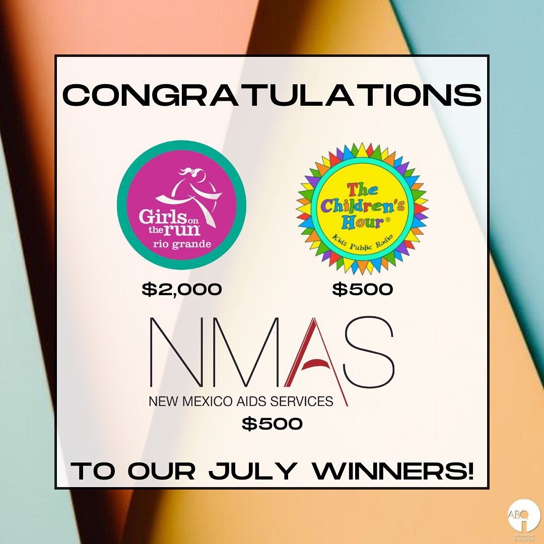 Abq Involved members have voted ~Thank you!
Sorry for the delayed notice ~these are the results for June:
@girlsontherunriogrande - $2000
@tchradio - $500
NM AIDS Services - $500
Congratulations!
We look forward to seeing more incredible work from