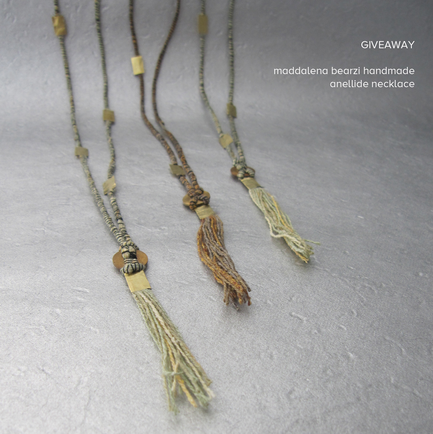 handmade anellide necklaces in organic silk, cotton, copper & brass