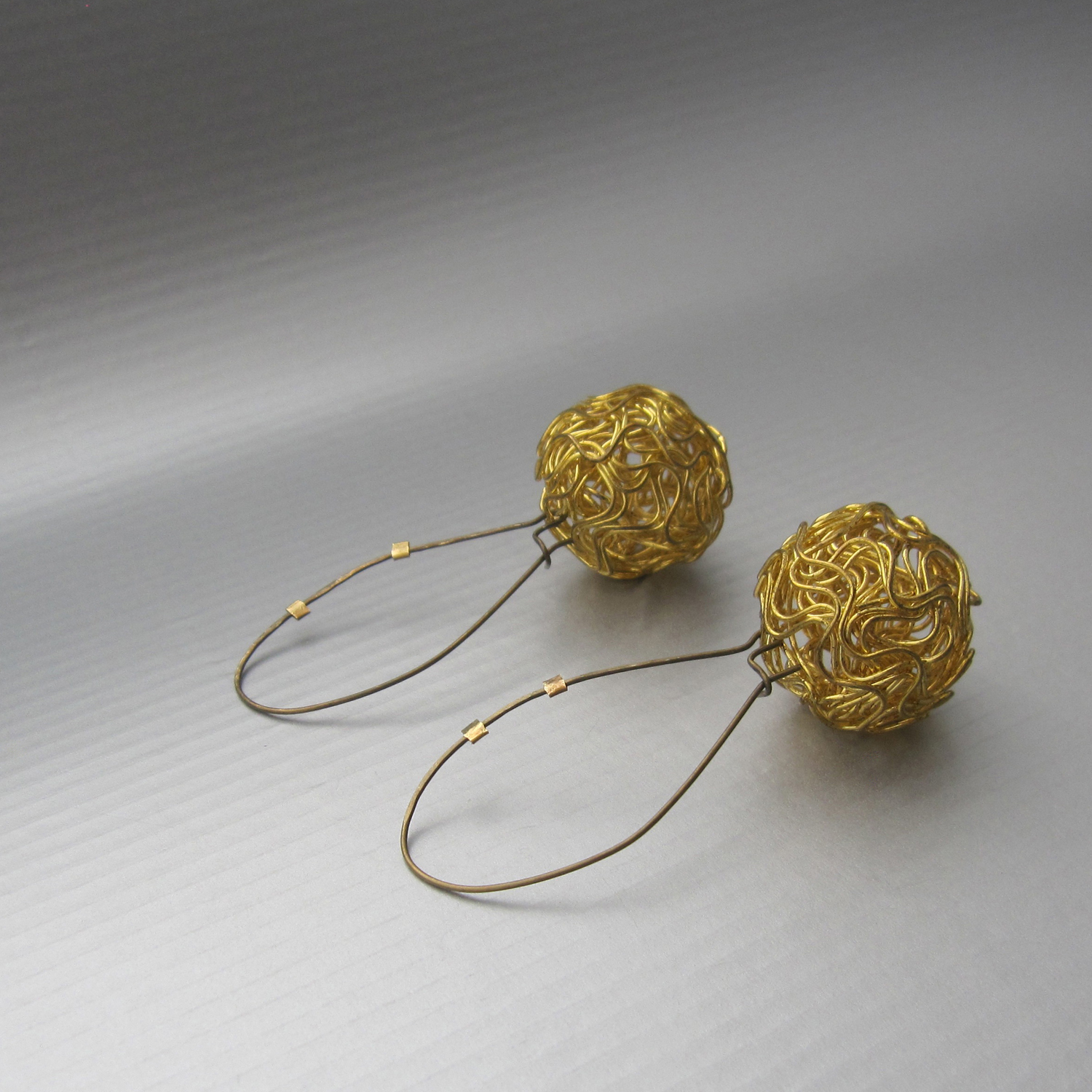  nido earrings in reclaimed bronze and brass (2.5 in in length) 