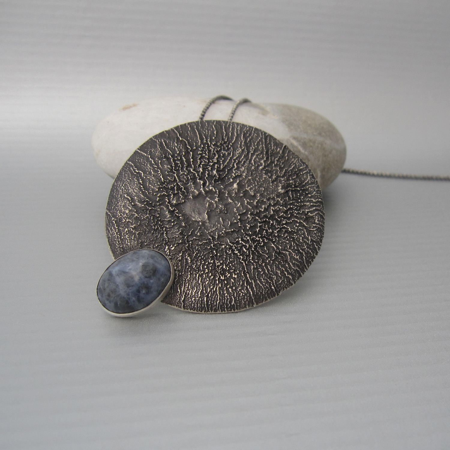 reclaimed silver with sodalite for an unique look