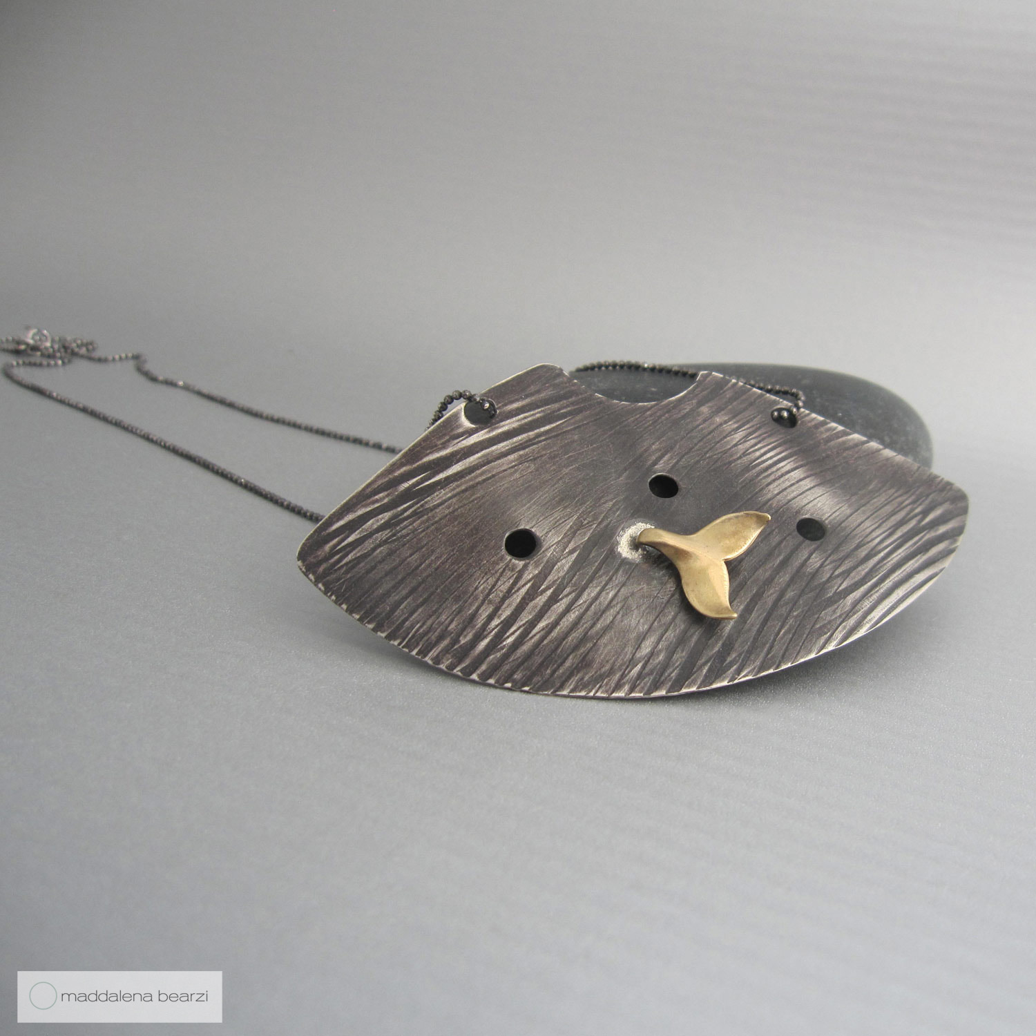 Handmade, one of a kind necklace in reclaimed silver and bronze by Maddalena Bearzi