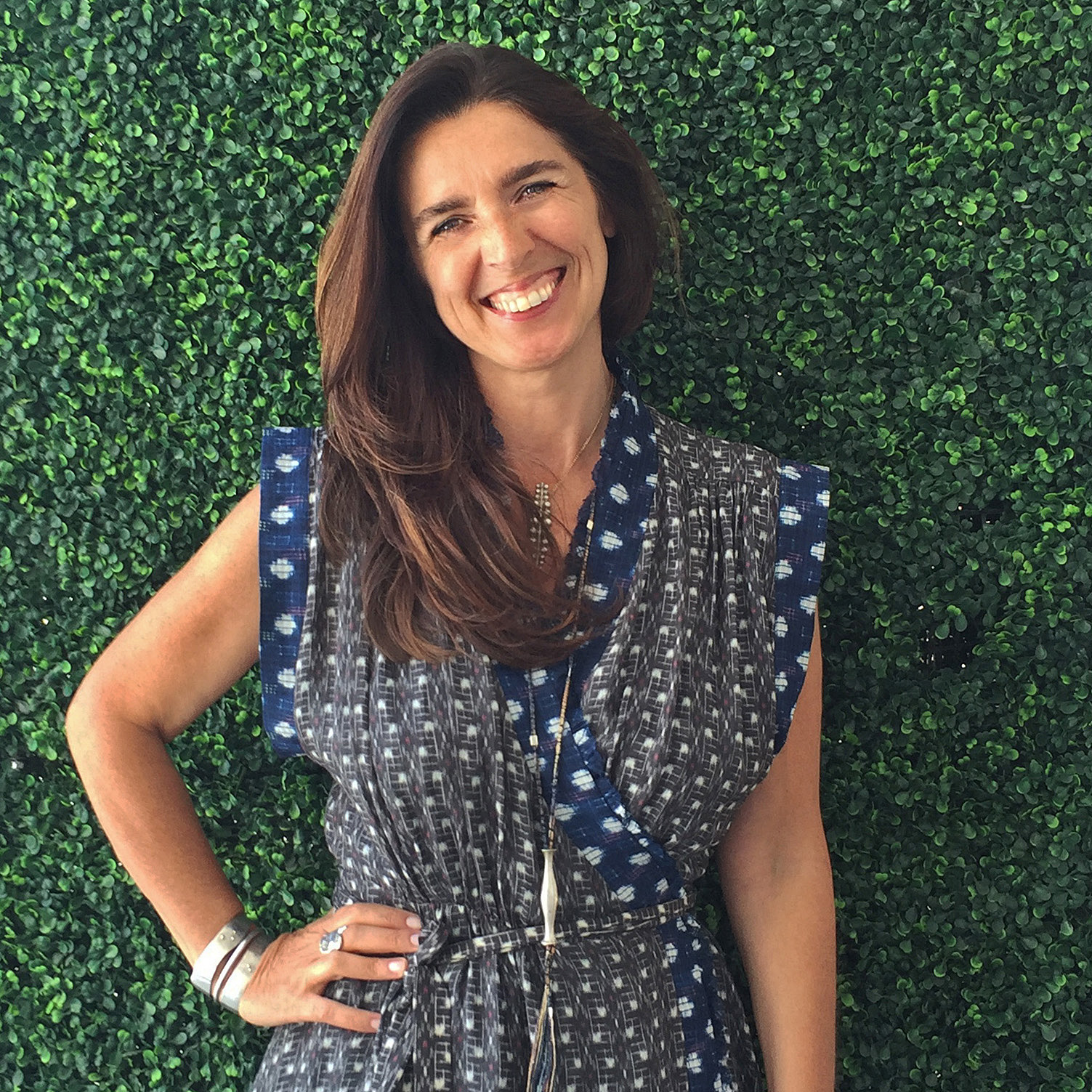 Jewelry designer Maddalena Bearzi wearing her own handmade jewelry inspired by nature