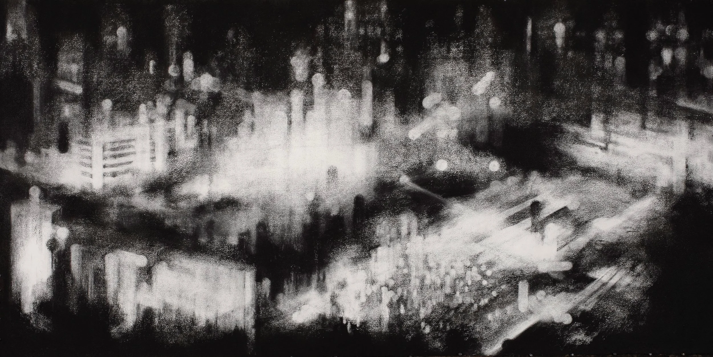 Shibuya lights, 2011 1460x2630 charcoal on paper