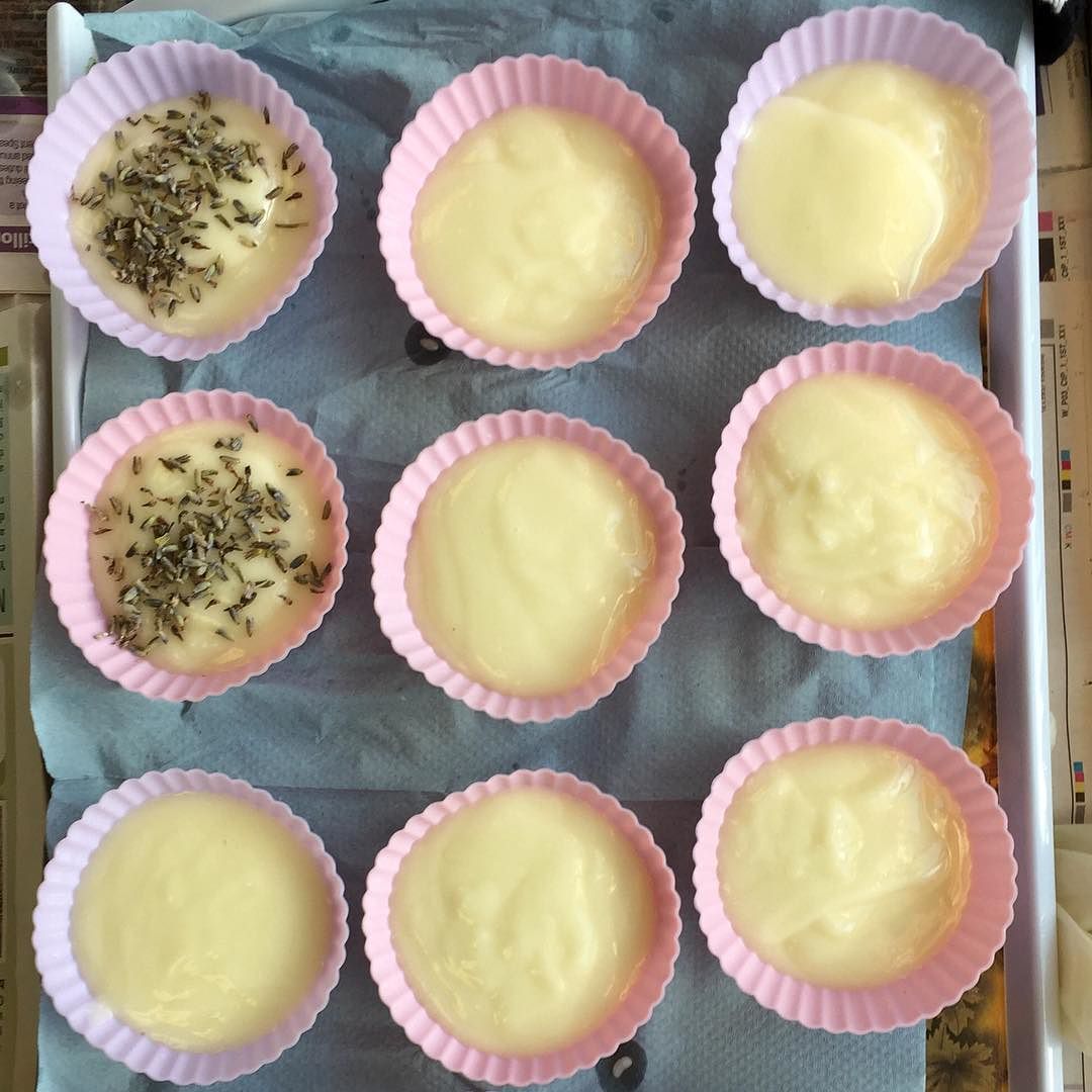 The saponified soap poured into moulds