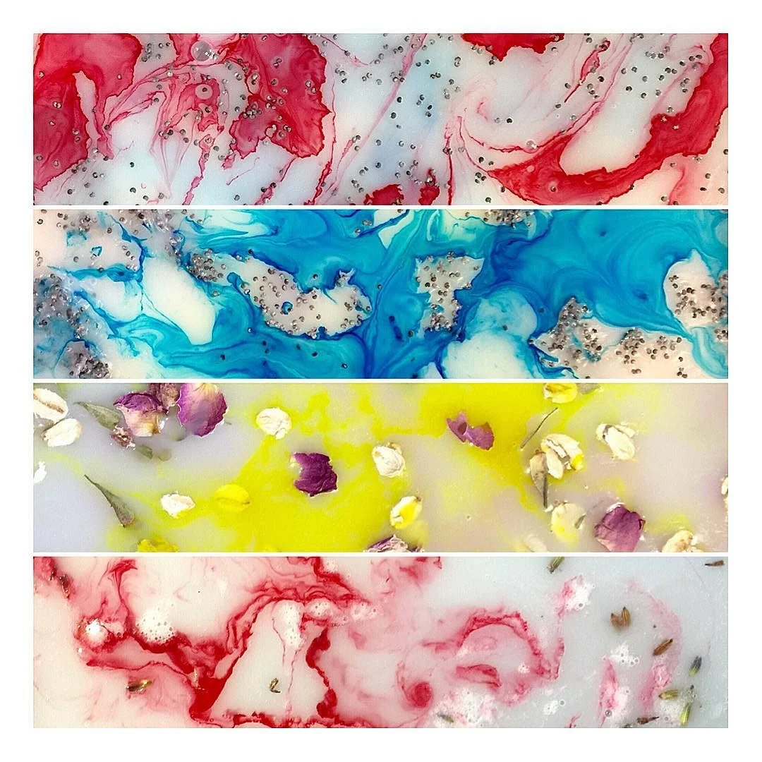 the different layers of our melt and pour loaf soap