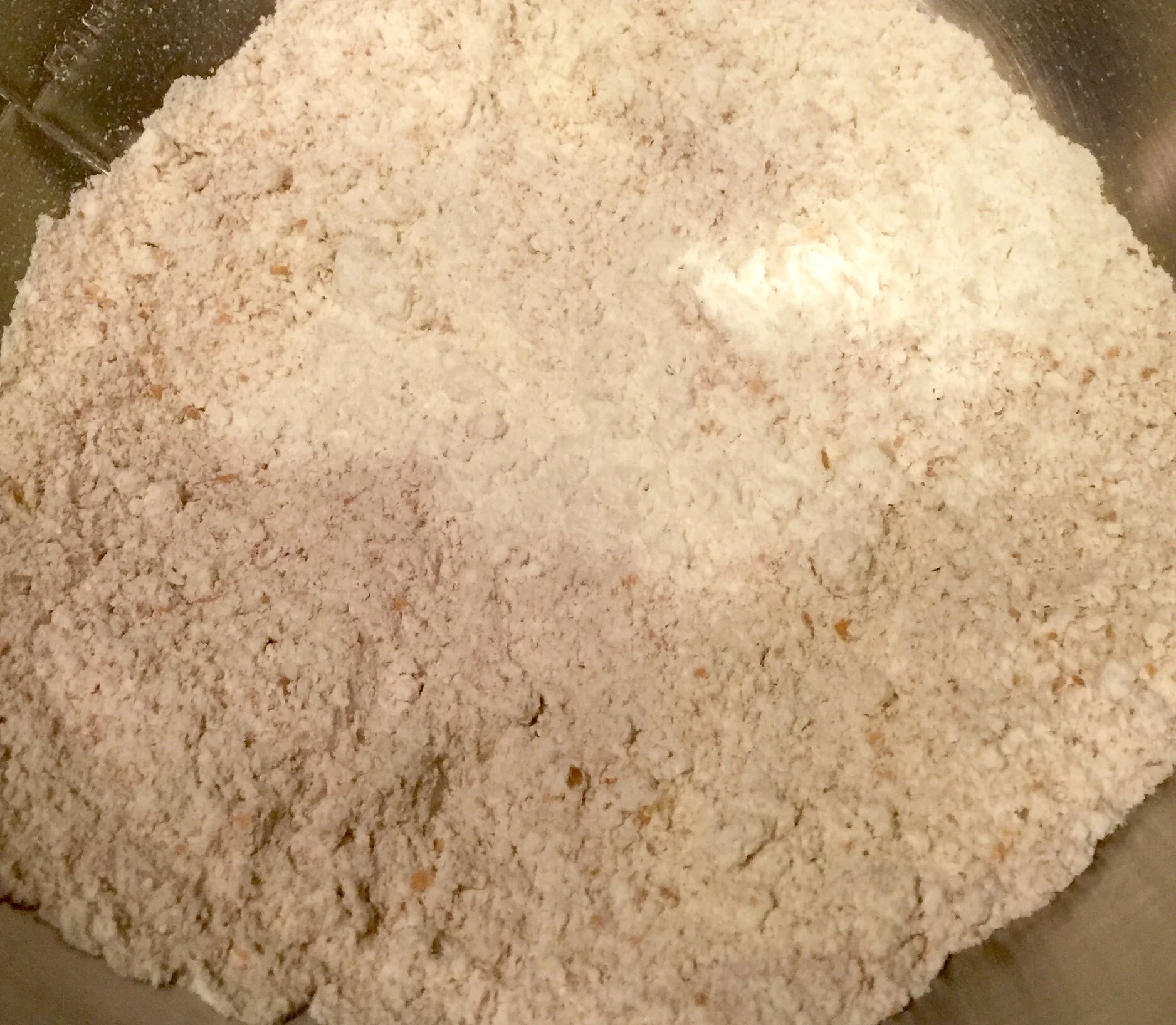 Sifted spelt and plain flour and baking powder