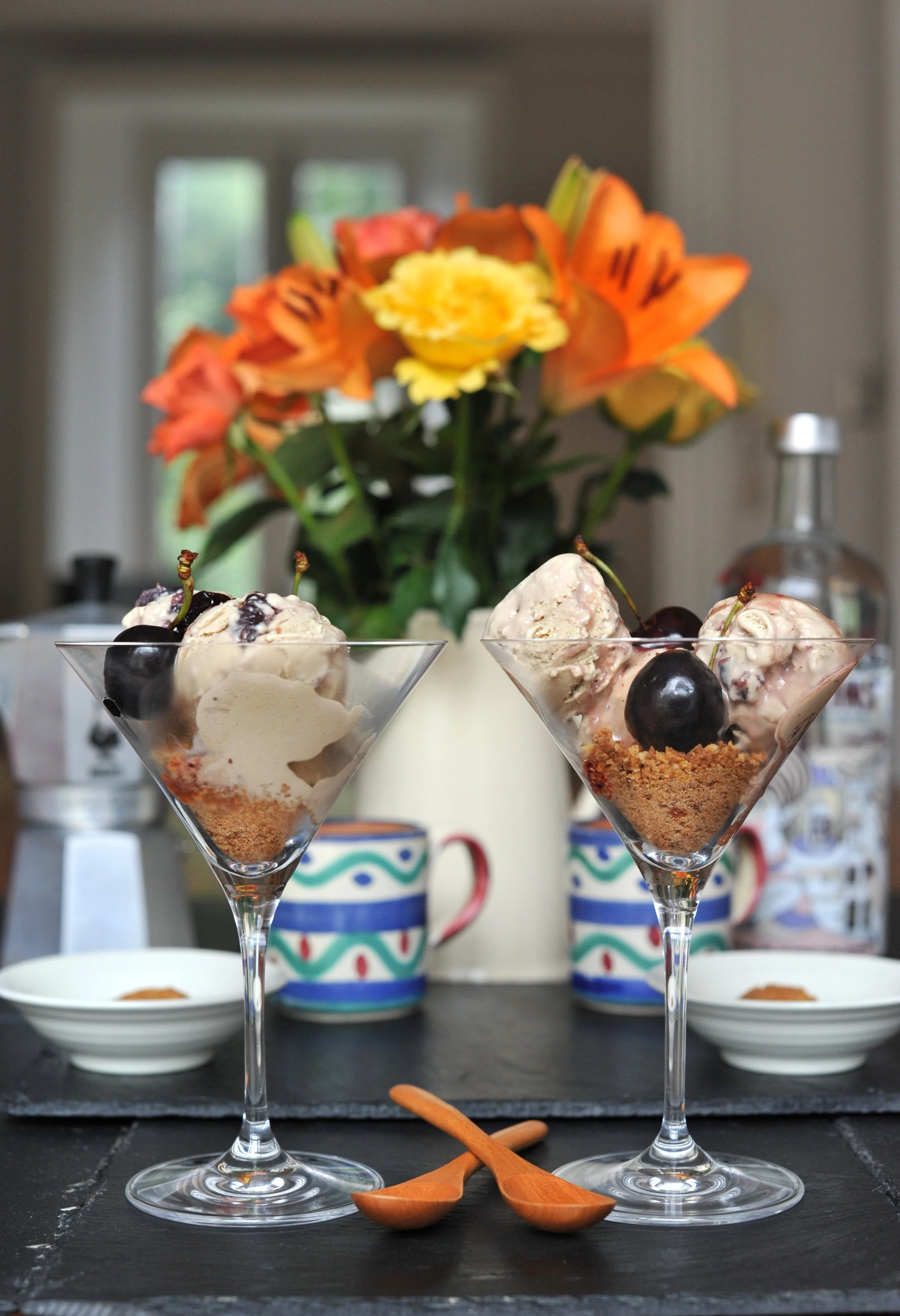 Coffee & black cherry/black pepper ice cream cake cocktails © Photography by Emmerline Smy